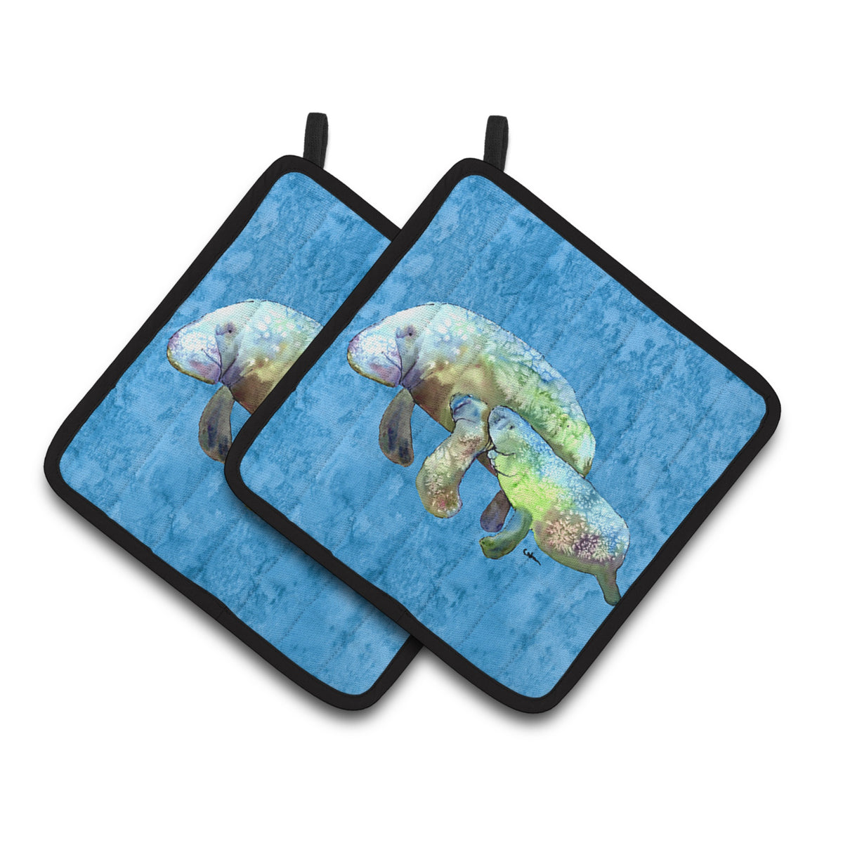 'Caroline'S Treasures Manatee Pair Of Pot Holders 8660Pthd, 7.5Hx7.5W, Multicolor''