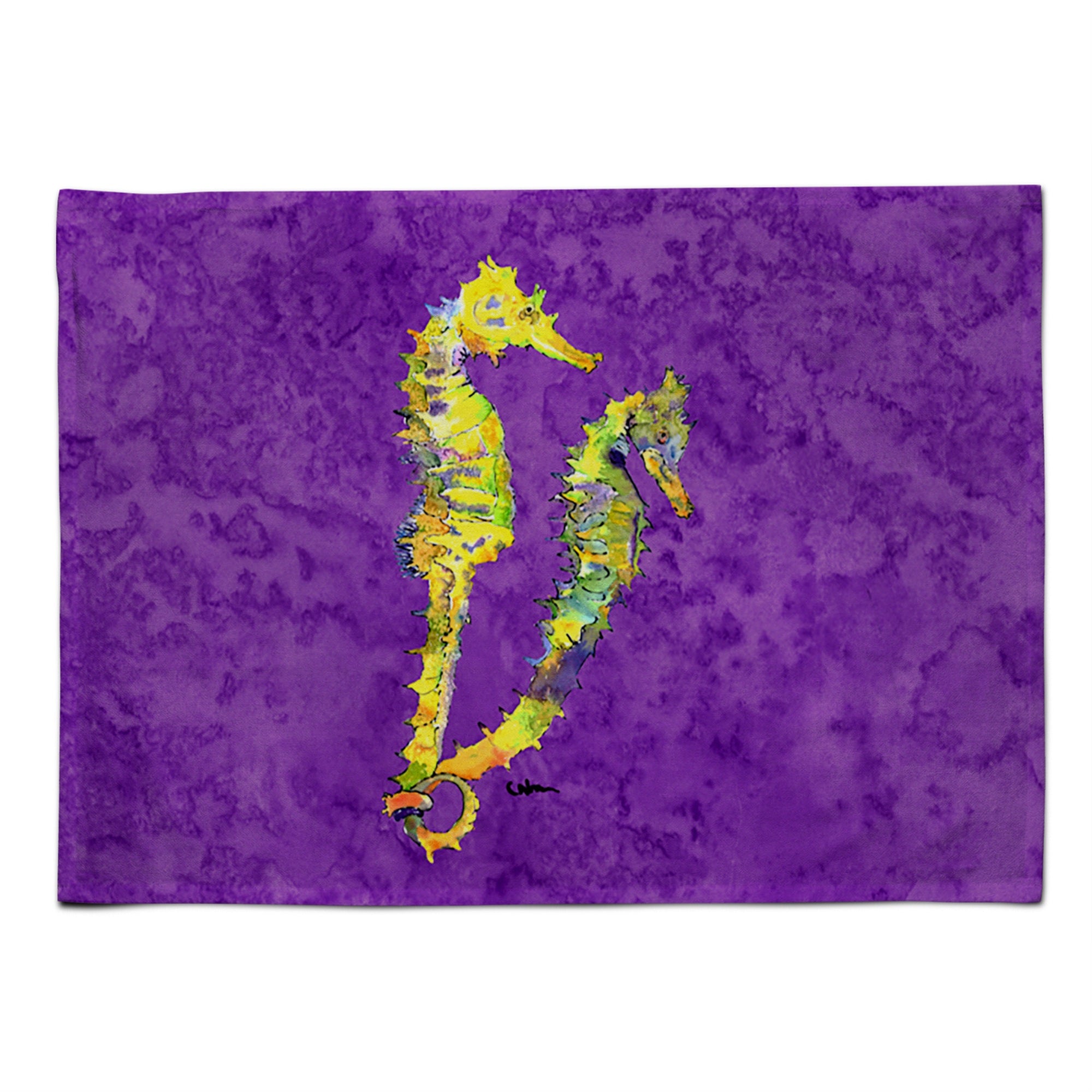 'Caroline'S Treasures 8661Plmt Seahorse Fabric Placemat, Multicolor''