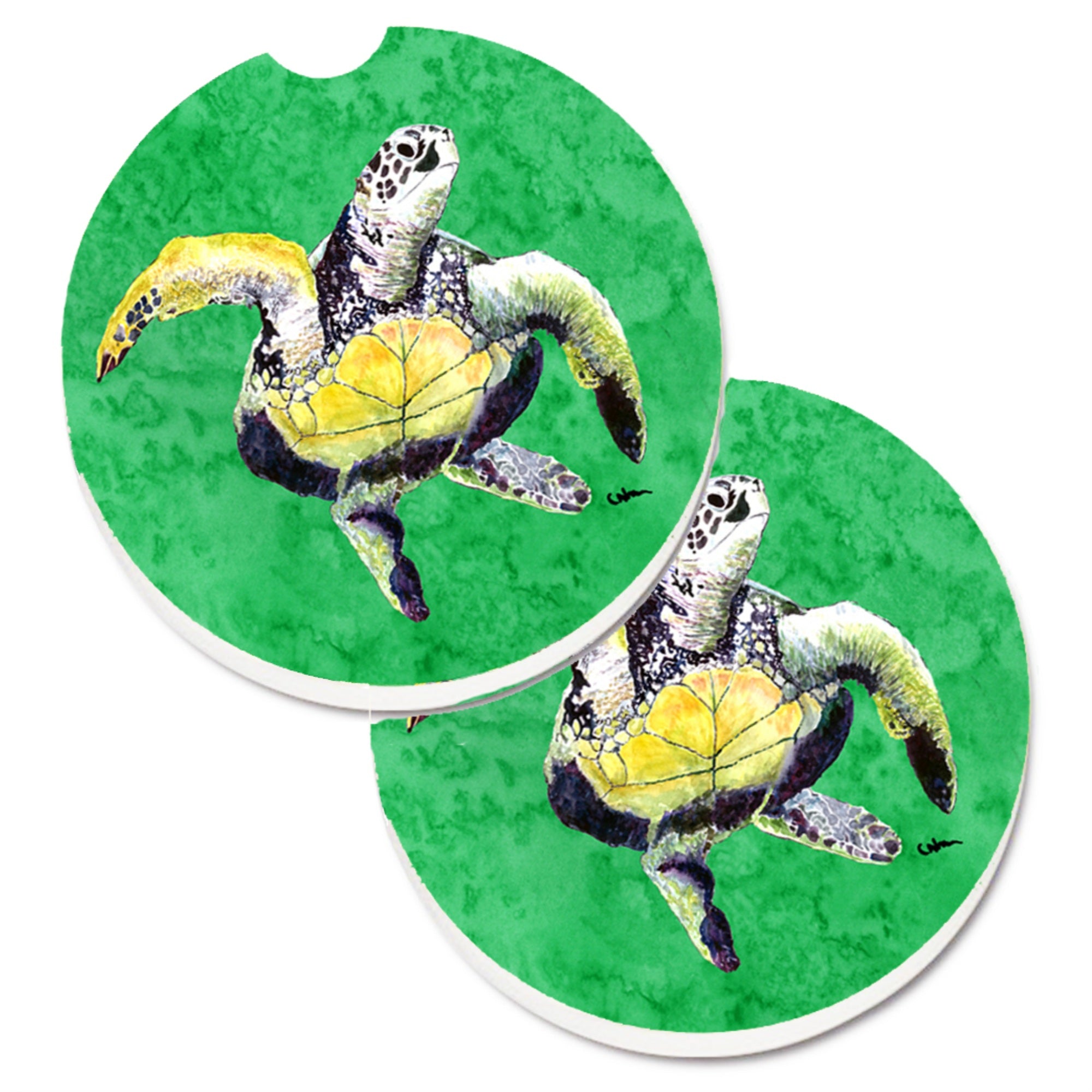 'Caroline'S Treasures Turtle Set Of 2 Cup Holder Car Coasters 8671Carc, 2.56, Multicolor''