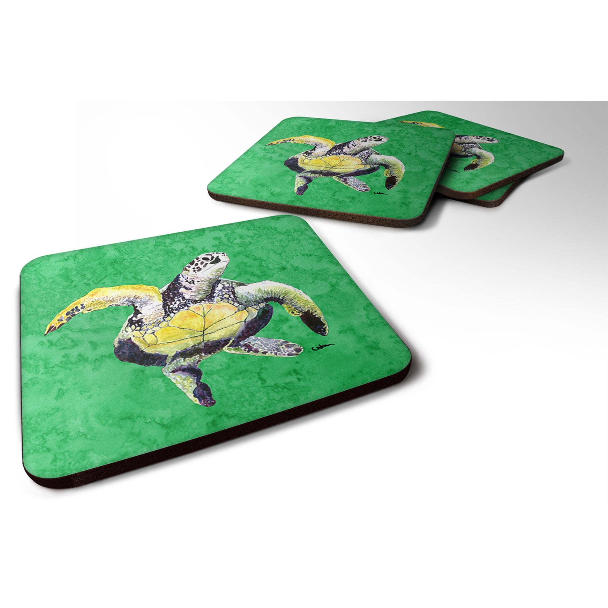 'Caroline'S Treasures 8671Fc Turtle Foam Coasters (Set Of 4), 3.5'''' H X 3.5'''' W, Multicolor''