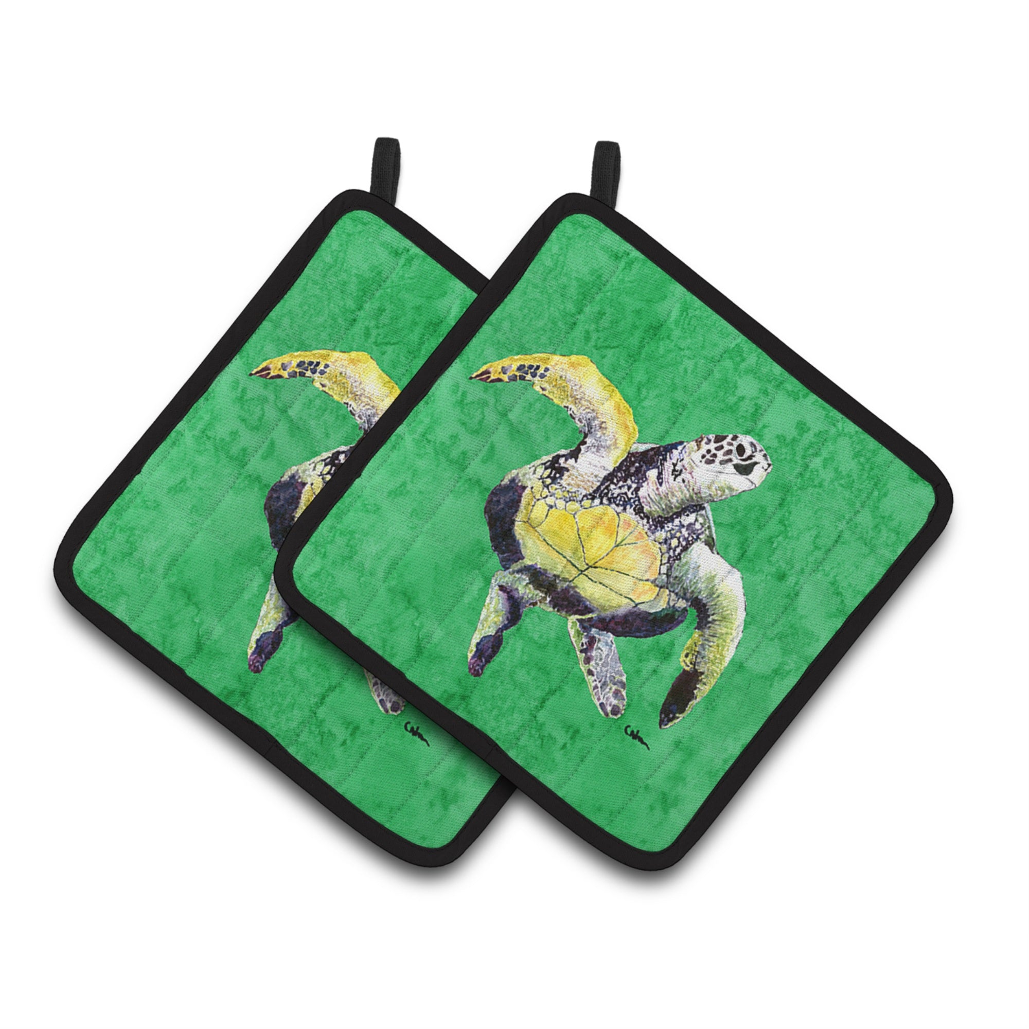 'Caroline'S Treasures 8671Pthd Turtle Pot Holders (1 Pair), 7.5'''' X 7.5'''', Multicolor''