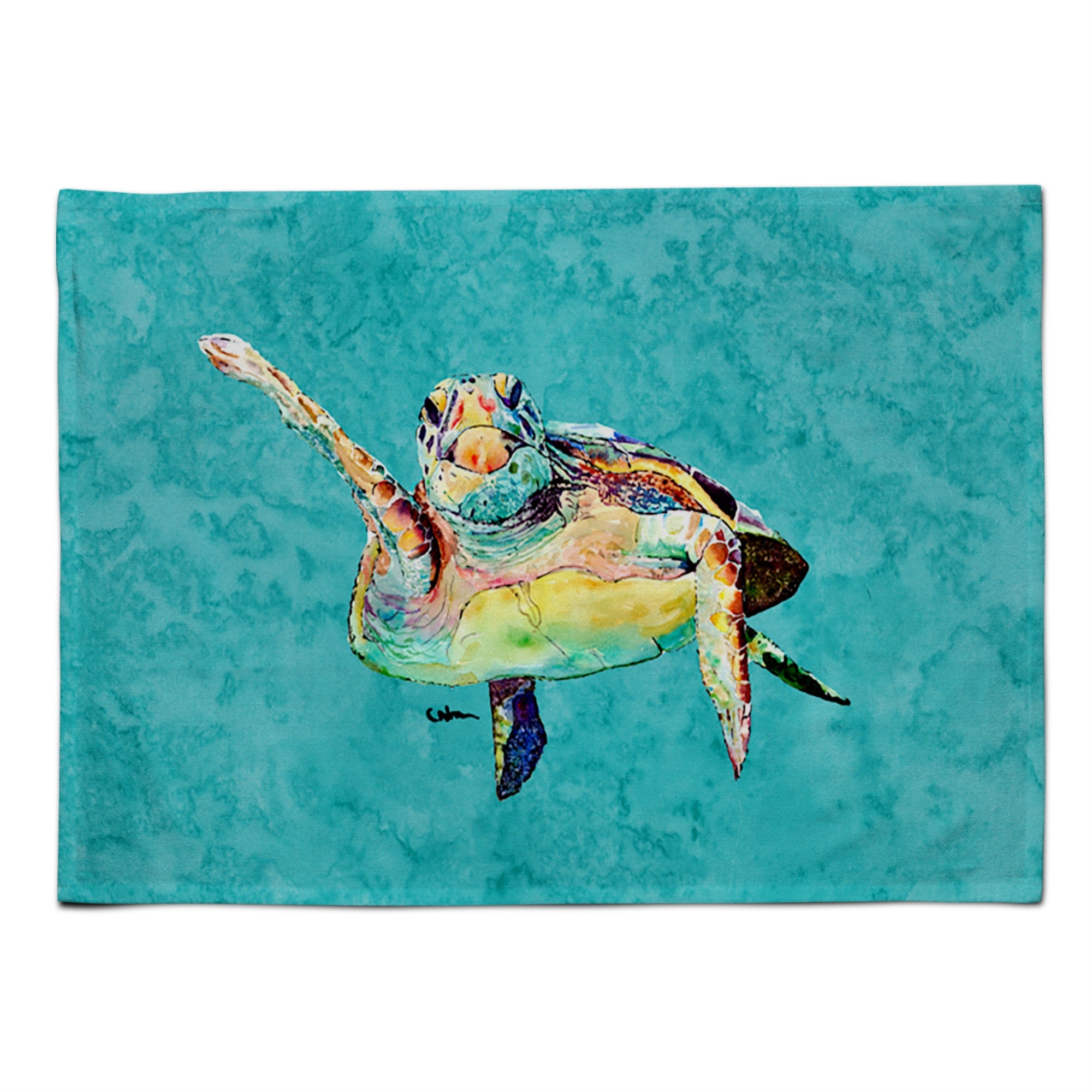 'Caroline'S Treasures 8672Plmt Turtle Hi Five Fabric Placemat, Multicolor''