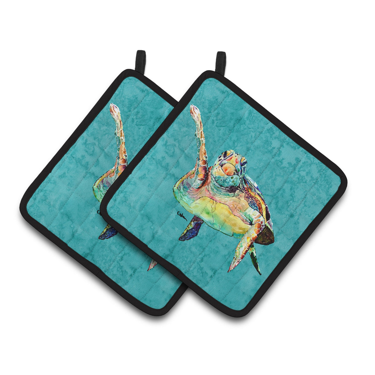'Caroline'S Treasures 8672Pthd Turtle Pot Holders (1 Pair), 7.5'''' X 7.5'''', Multicolor''