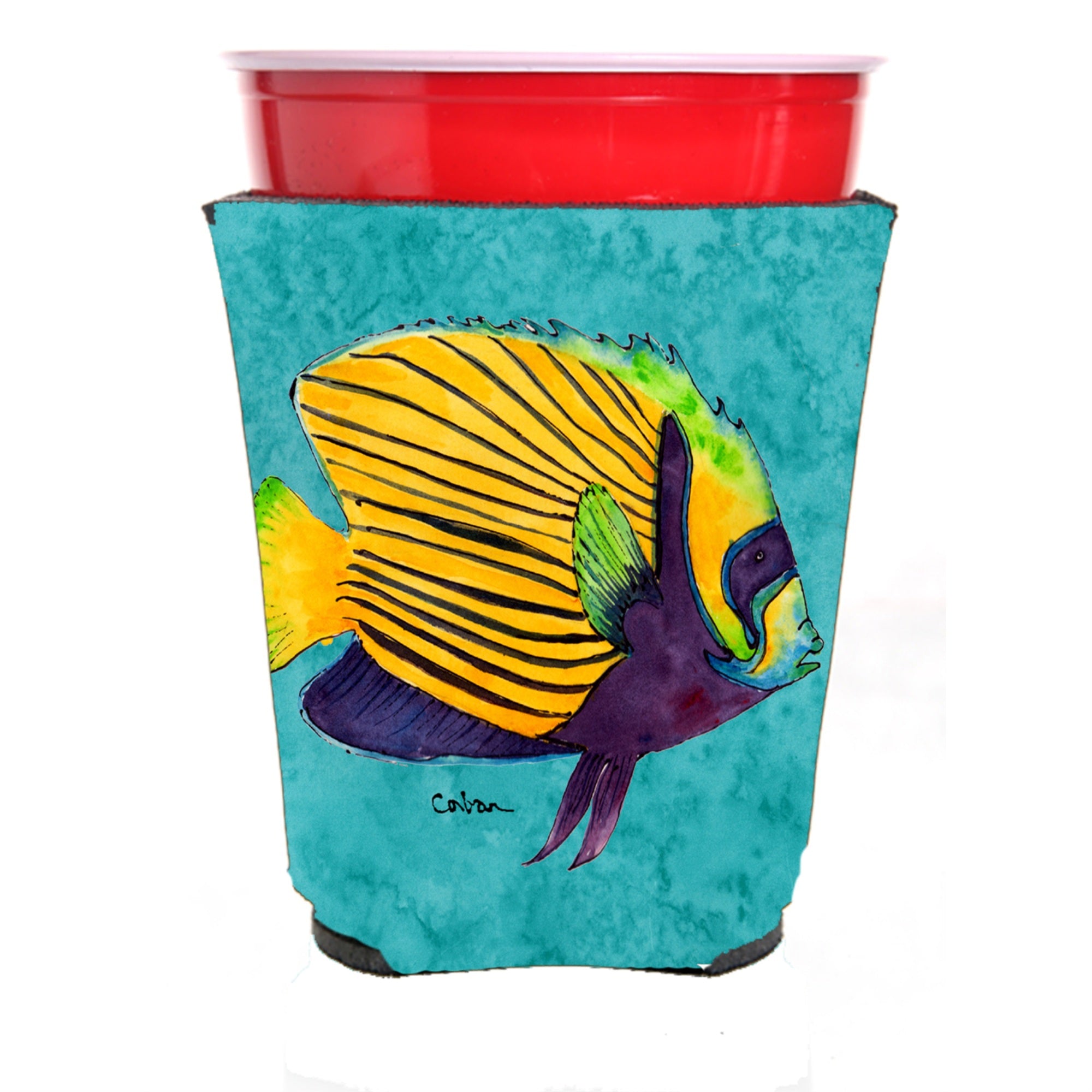Tropical Fish Red Solo Cup Beverage Insulator Hugger
