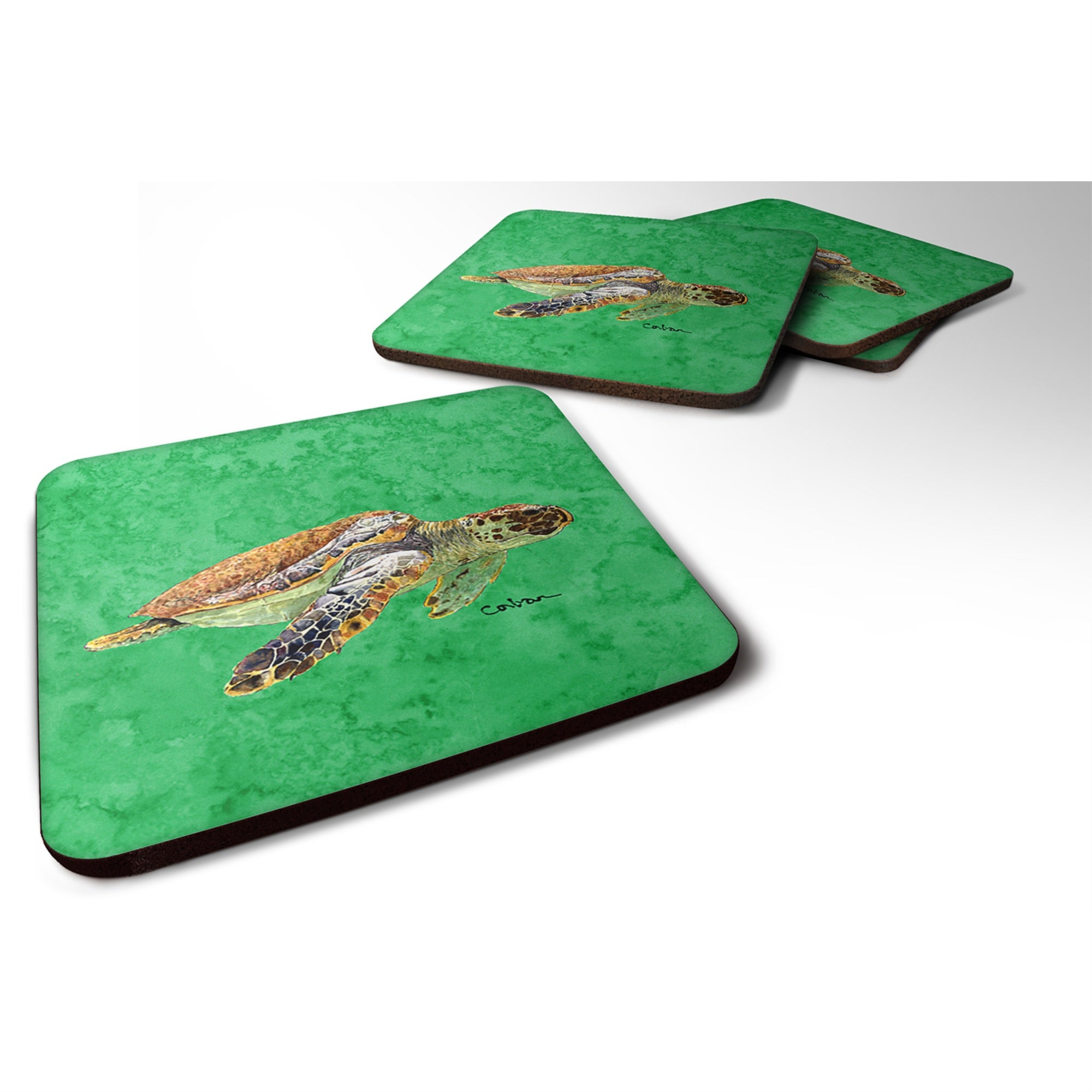 'Caroline'S Treasures 8675Fc Turtle Foam Coasters (Set Of 4), 3.5'''' H X 3.5'''' W, Multicolor''