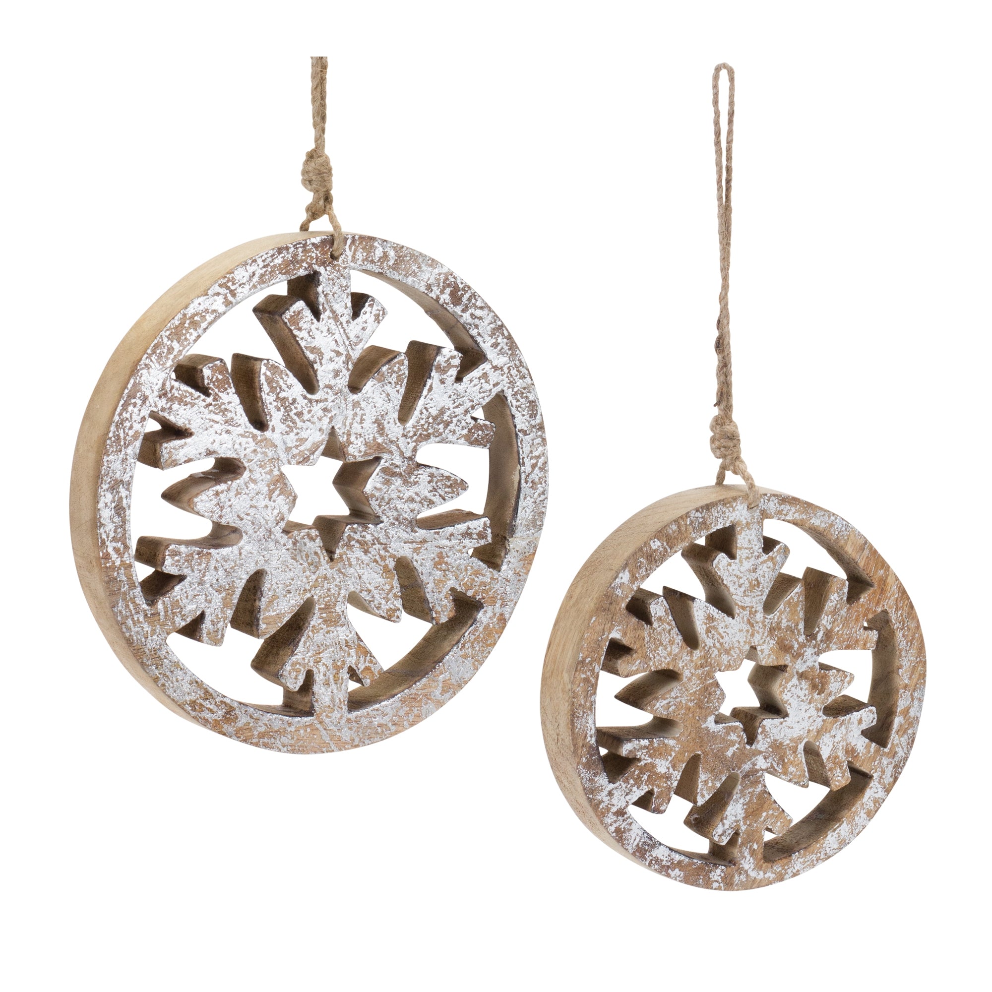 Snowflake Ornament (Set of 12) 6H, 8H Wood