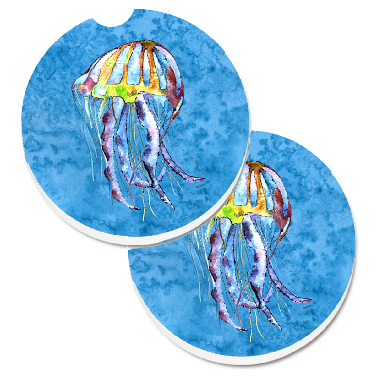 'Caroline'S Treasures Jellyfish Set Of 2 Cup Holder Car Coasters 8682Carc, 2.56, Multicolor''