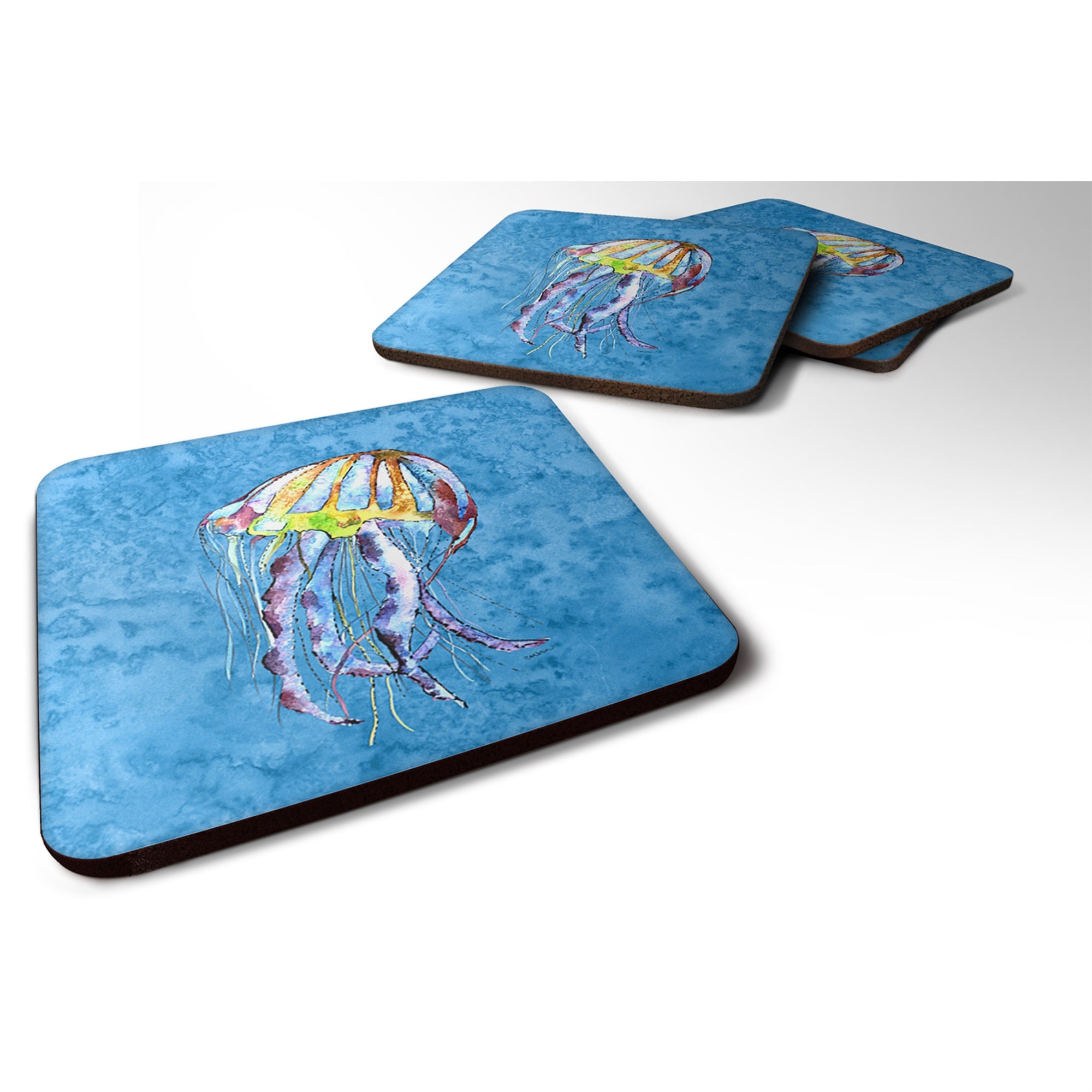 'Caroline'S Treasures 8682Fc Jellyfish Foam Coasters (Set Of 4), 3.5'''' H X 3.5'''' W, Multicolor''