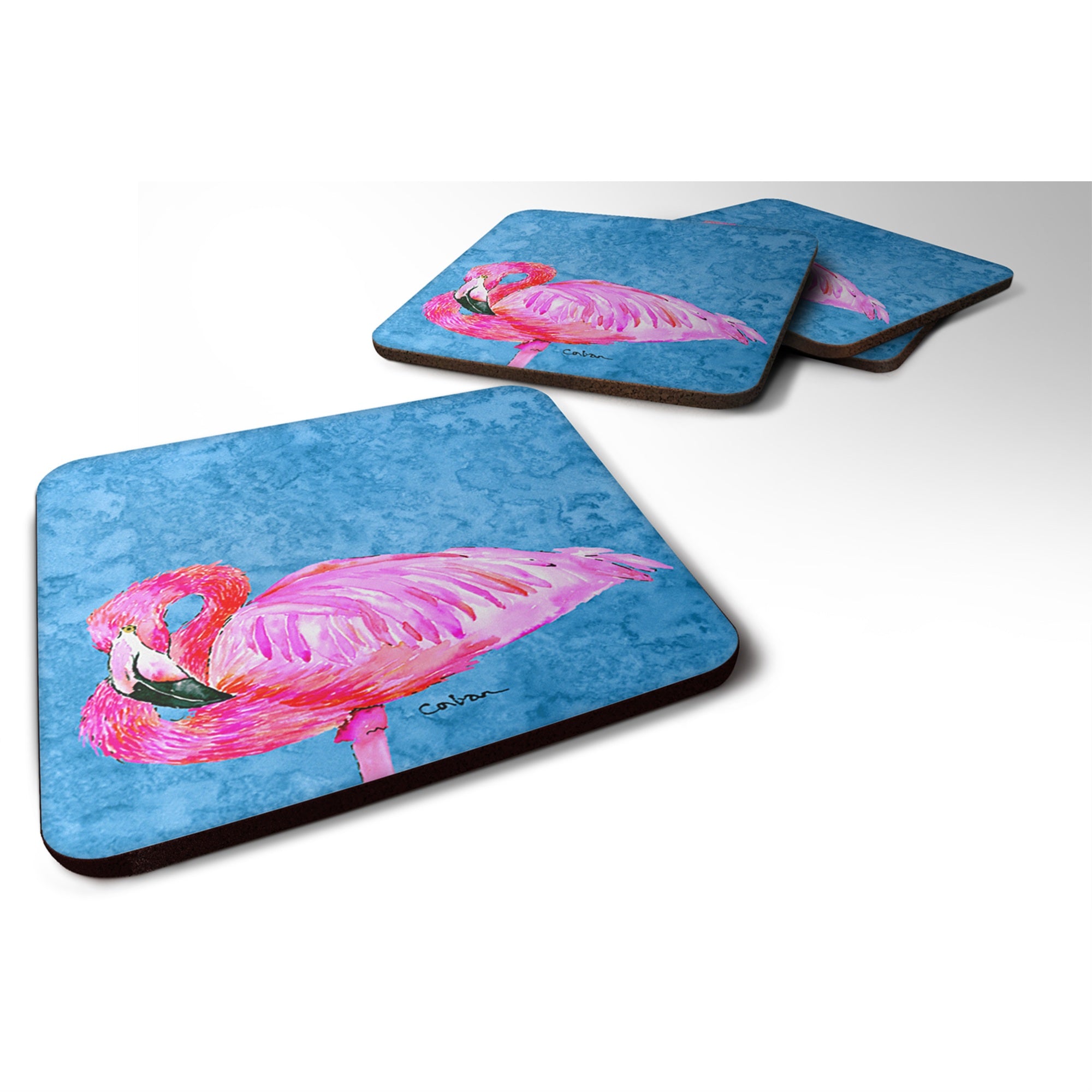 'Caroline'S Treasures 8686Fc Flamingo Foam Coasters (Set Of 4), 3.5'''' H X 3.5'''' W, Multicolor''