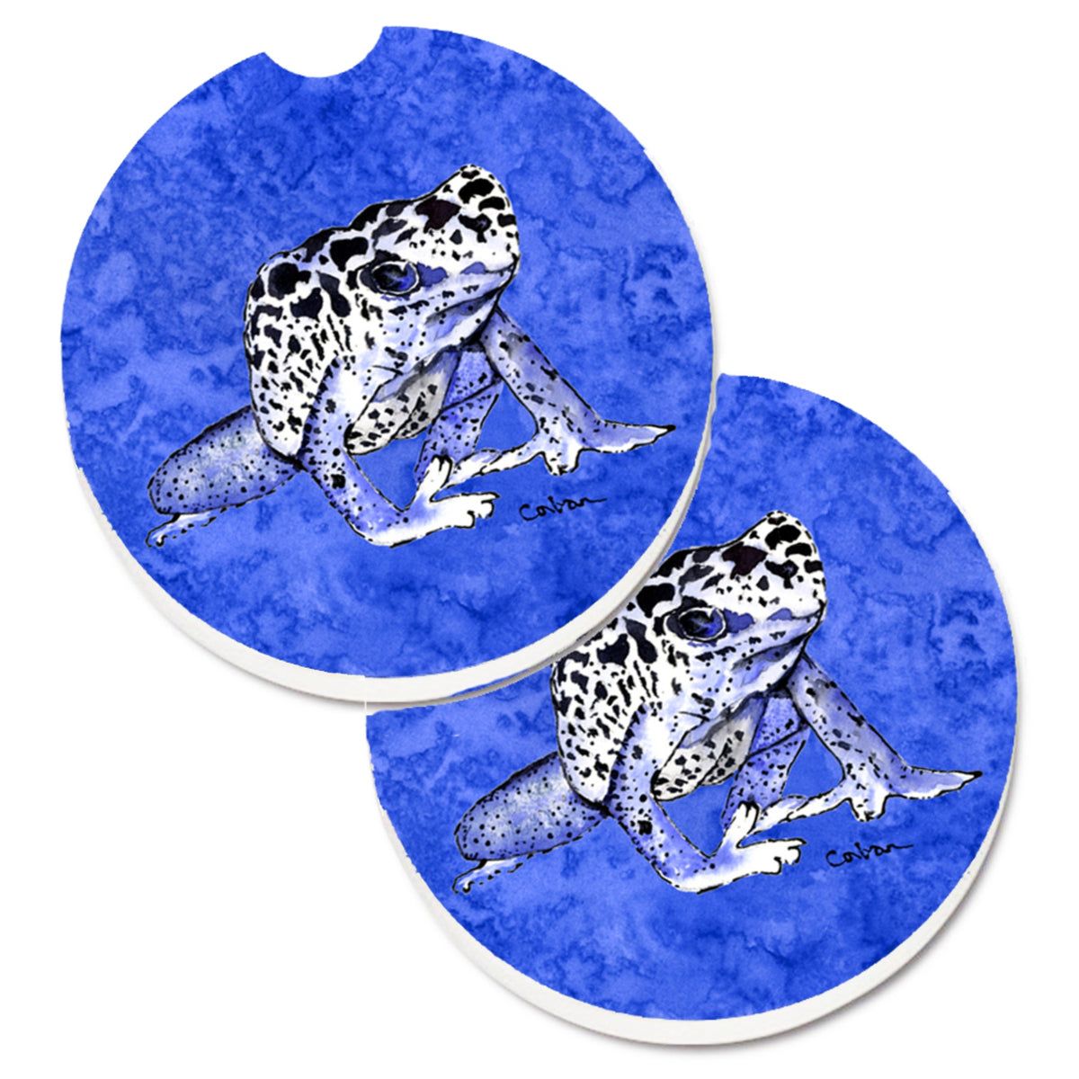 'Caroline'S Treasures Frog Set Of 2 Cup Holder Car Coasters 8687Carc, 2.56, Multicolor''