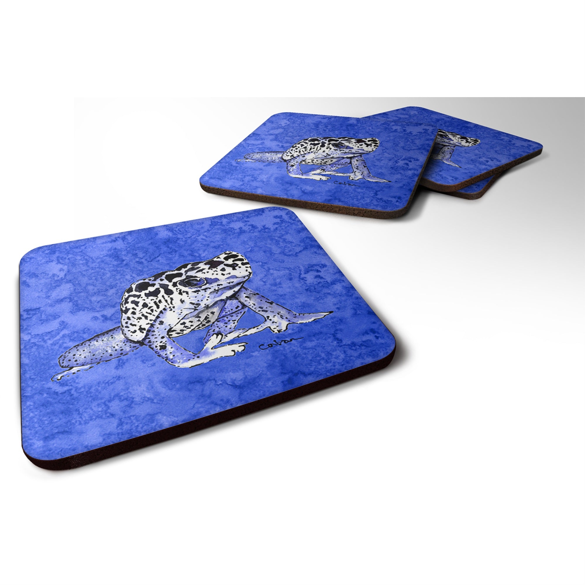 'Caroline'S Treasures 8687Fc Frog Foam Coasters (Set Of 4), 3.5'''' H X 3.5'''' W, Multicolor''