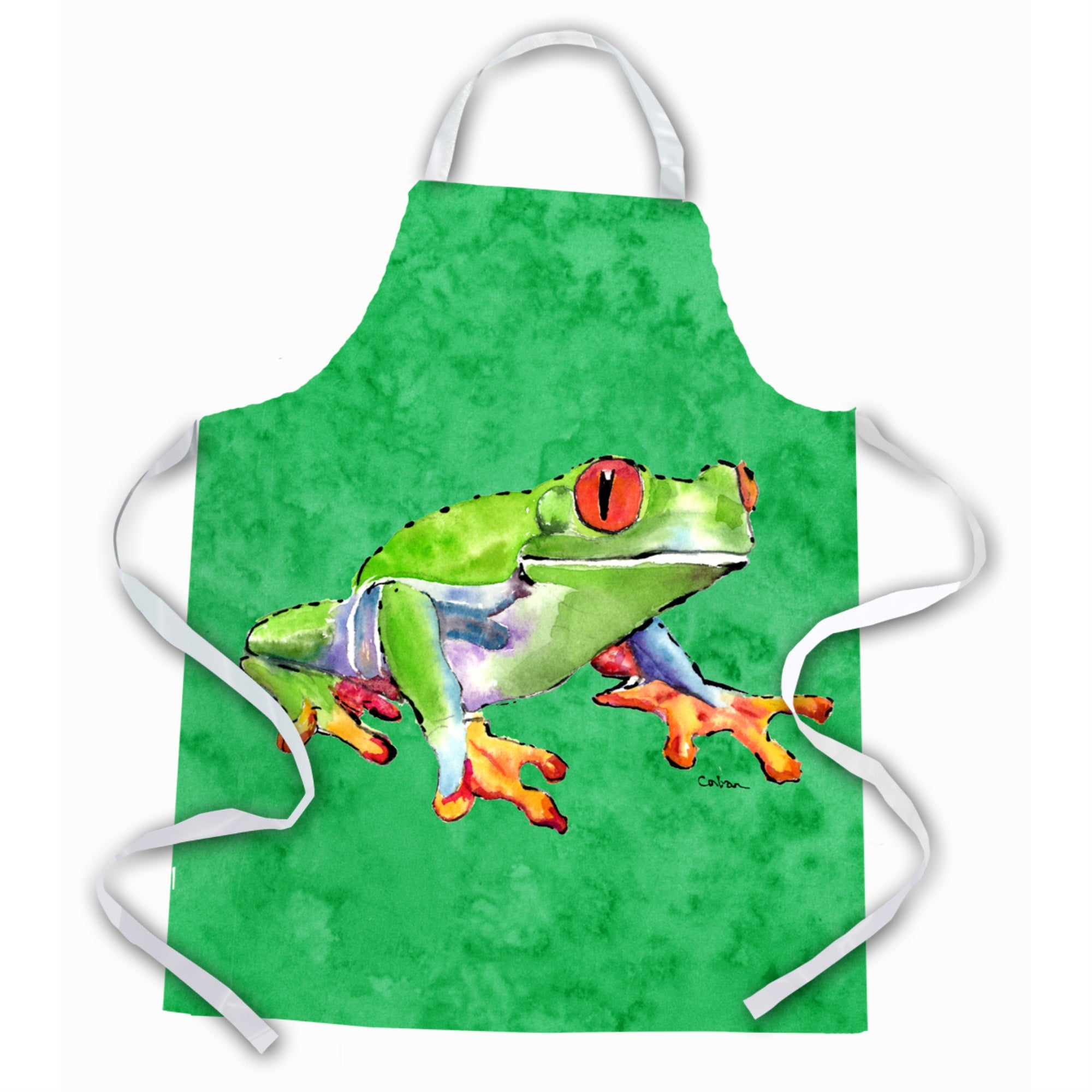 'Caroline'S Treasures 8688Apron Green Tree Frog Apron, Large, Multicolor''
