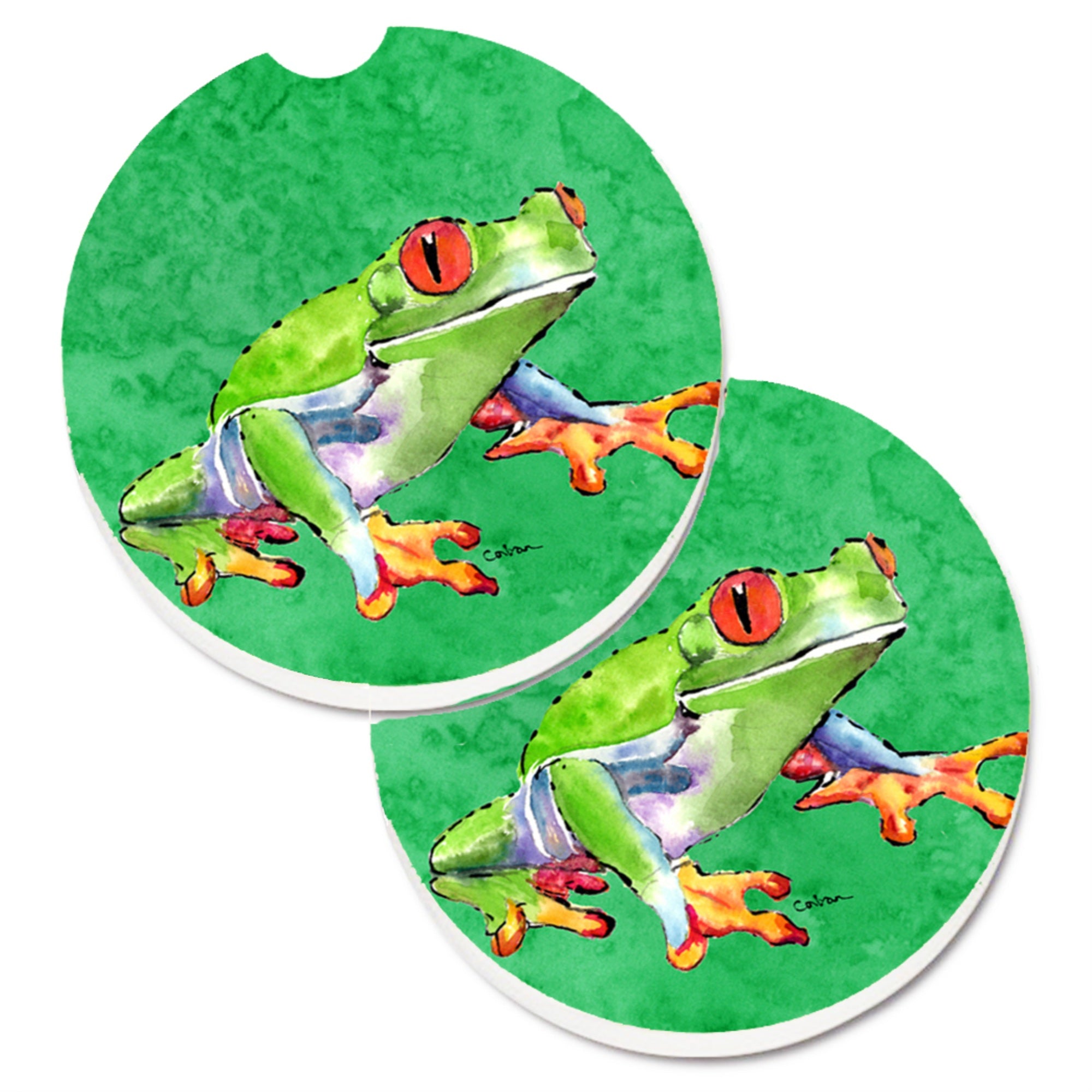 'Caroline'S Treasures Frog Set Of 2 Cup Holder Car Coasters 8688Carc, 2.56, Multicolor''