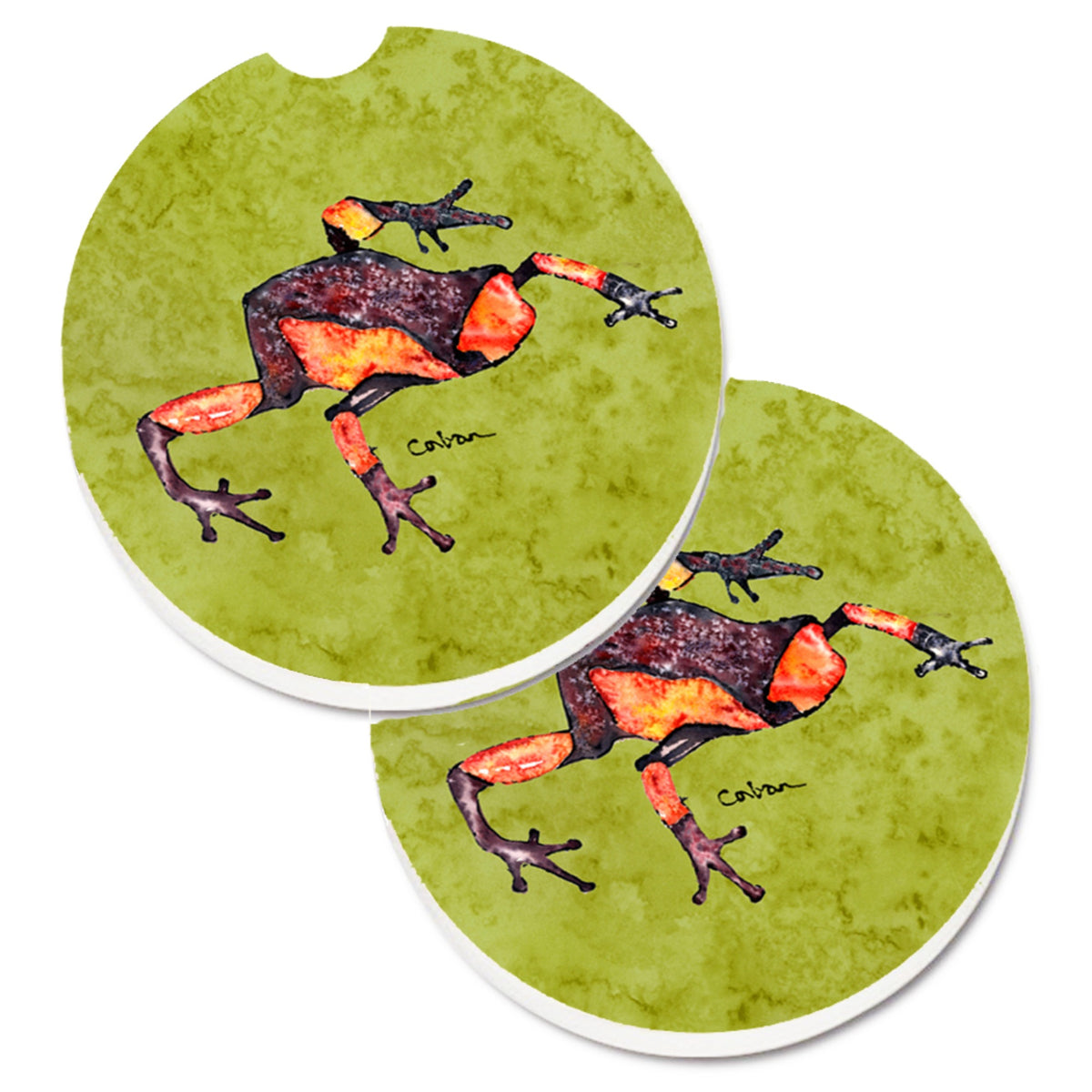'Caroline'S Treasures Frog Set Of 2 Cup Holder Car Coasters 8689Carc, 2.56, Multicolor''