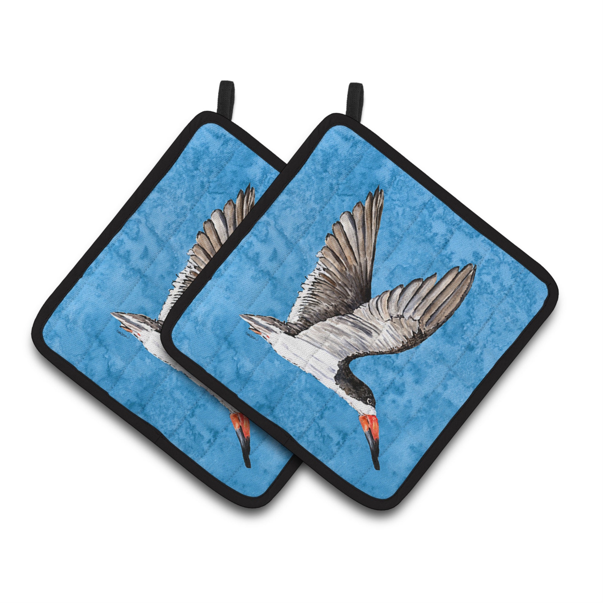 'Caroline'S Treasures Bird On Blue Pair Of Pot Holders 8692Pthd, 7.5Hx7.5W, Multicolor''