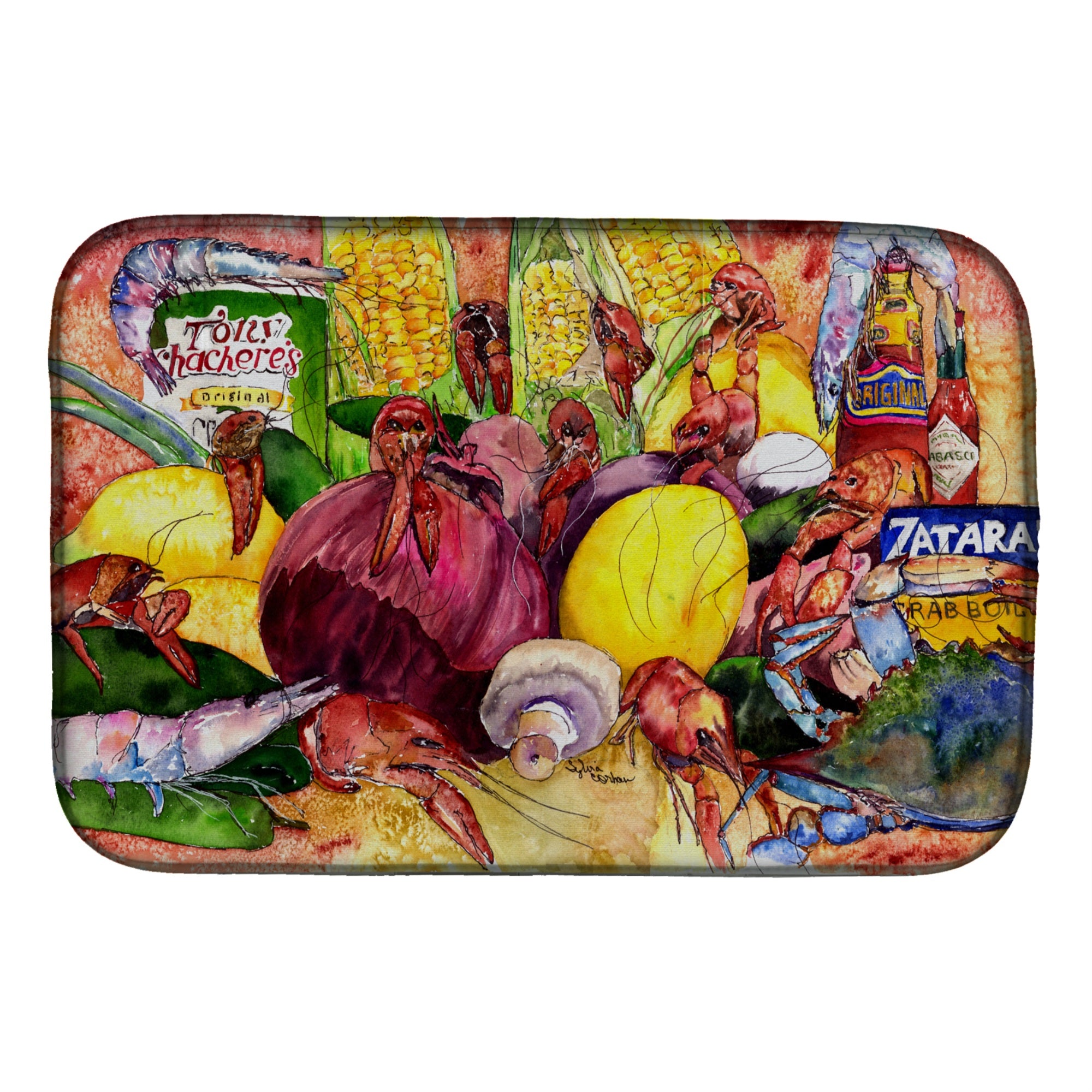 'Caroline'S Treasures Crawfish With Spices And Corn Dish Drying Mat, 14'''' X 21'''', Multicolor''