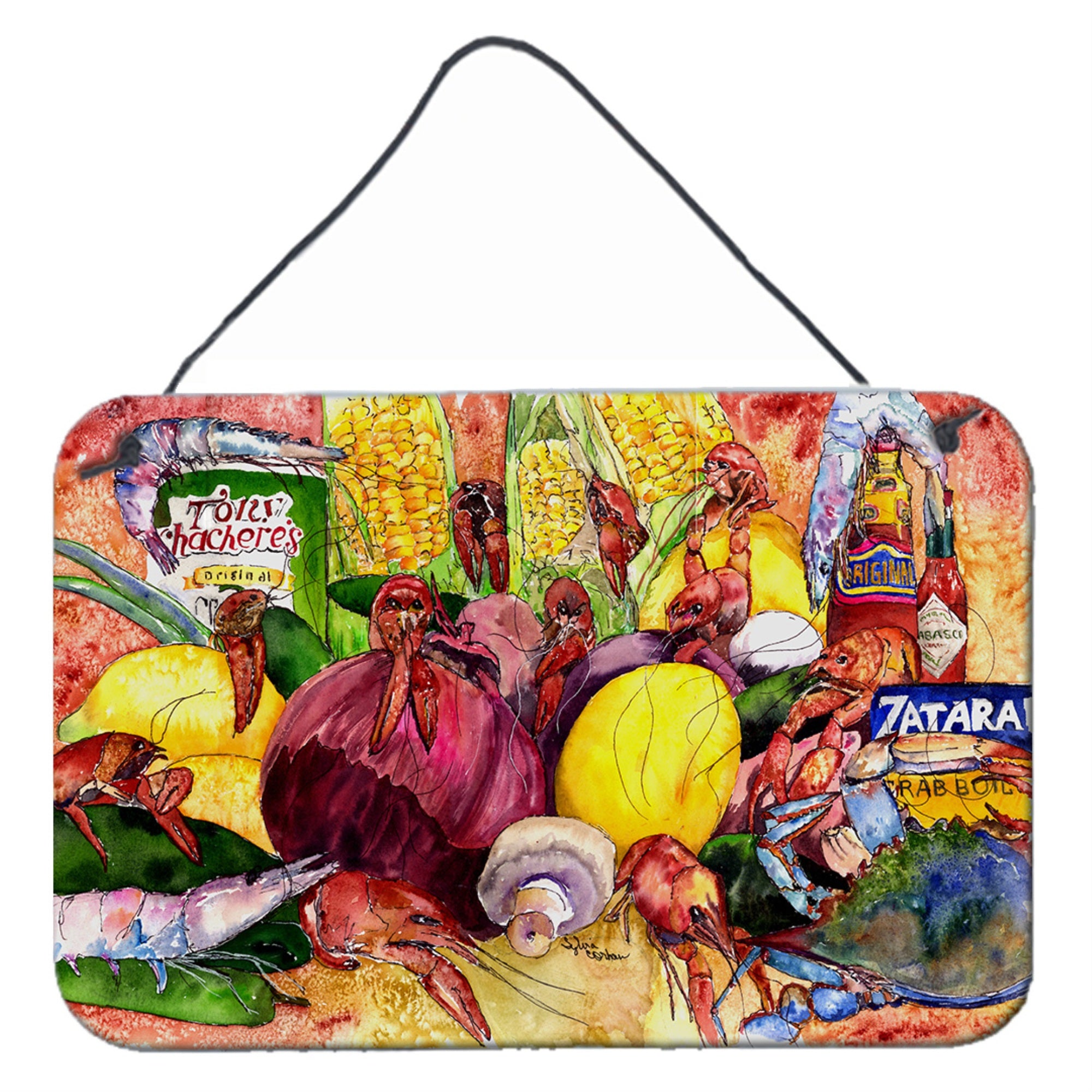 'Caroline'S Treasures 8698Ds812 Crawfish With Spices And Corn Wall Or Door Hanging Prints, 8 X 12'''', Multicolor''