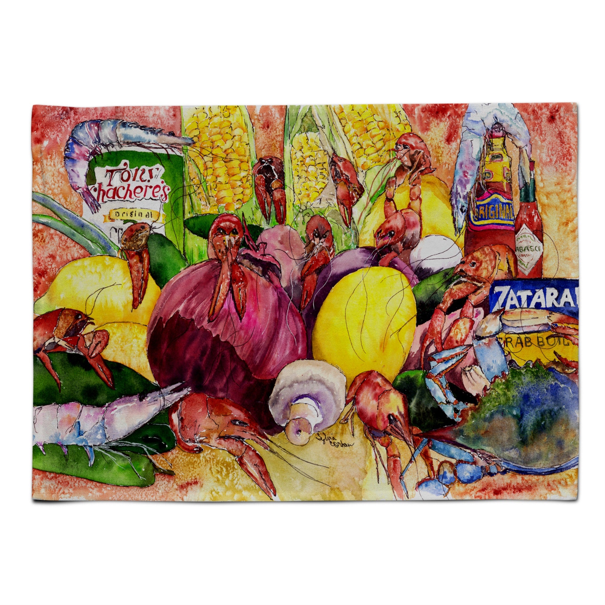 'Caroline'S Treasures 8698Plmt Crawfish With Spices And Corn Fabric Placemat, Multicolor''