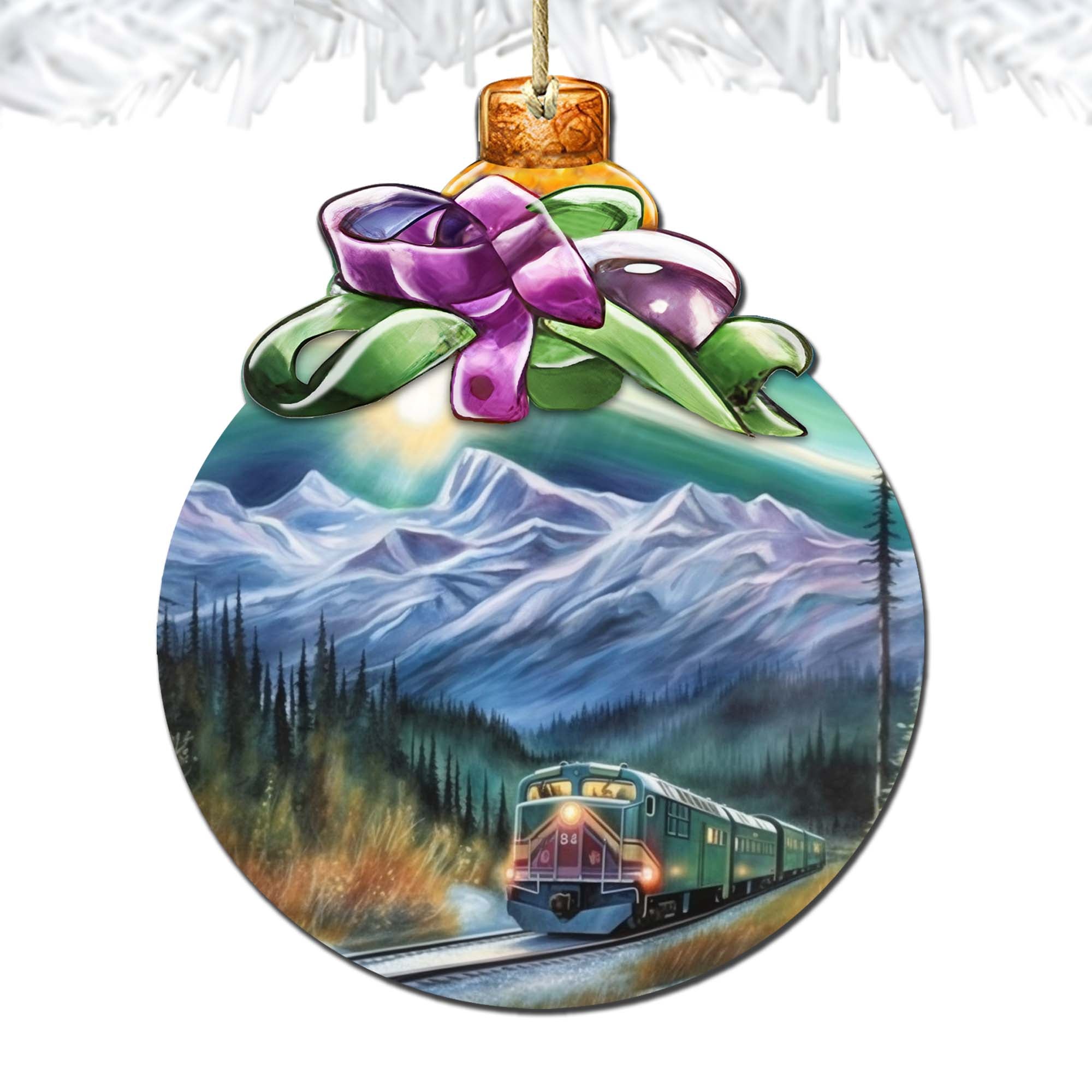 Aurora Borealis Railway Wooden Ornaments by G.Debrekht - Wildlife Holiday Décor - 870017