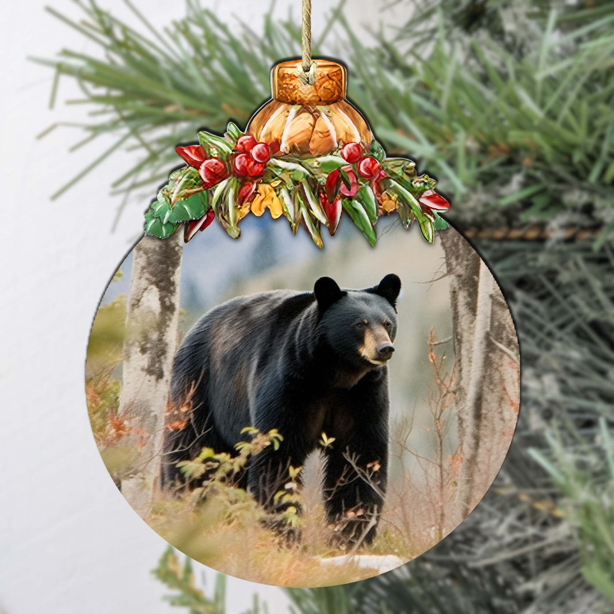 Alaskan Black Bear Adventure Wooden Ornaments by G.Debrekht - Wildlife Holiday Décor - 870033
