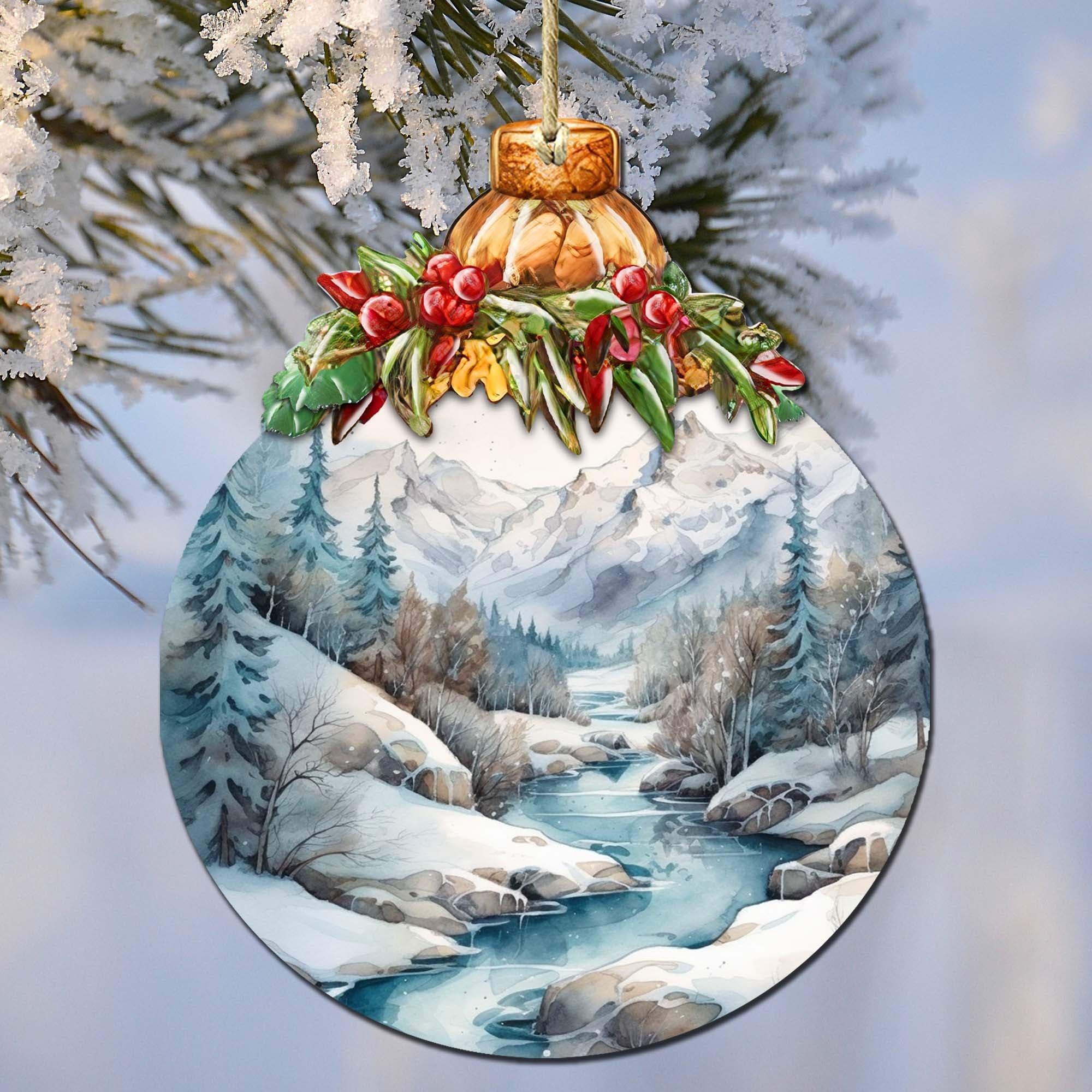Alaska's Mountain Majesty Wooden Ornaments by G.Debrekht - Wildlife Holiday Décor - 870037