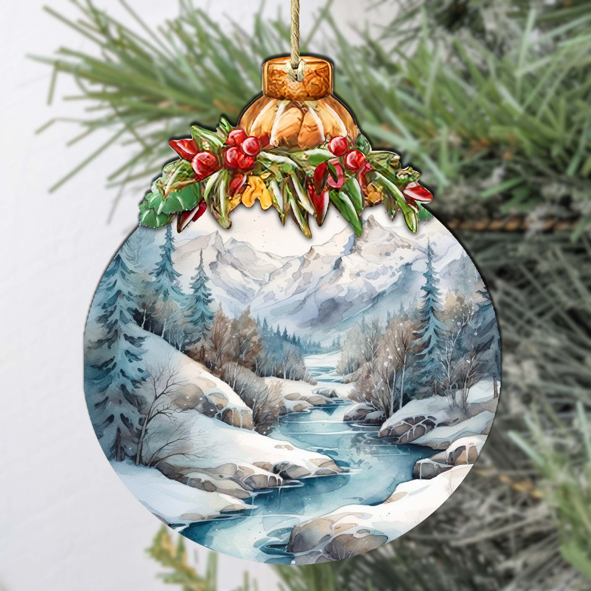 Alaska's Mountain Majesty Wooden Ornaments by G.Debrekht - Wildlife Holiday Décor - 870037