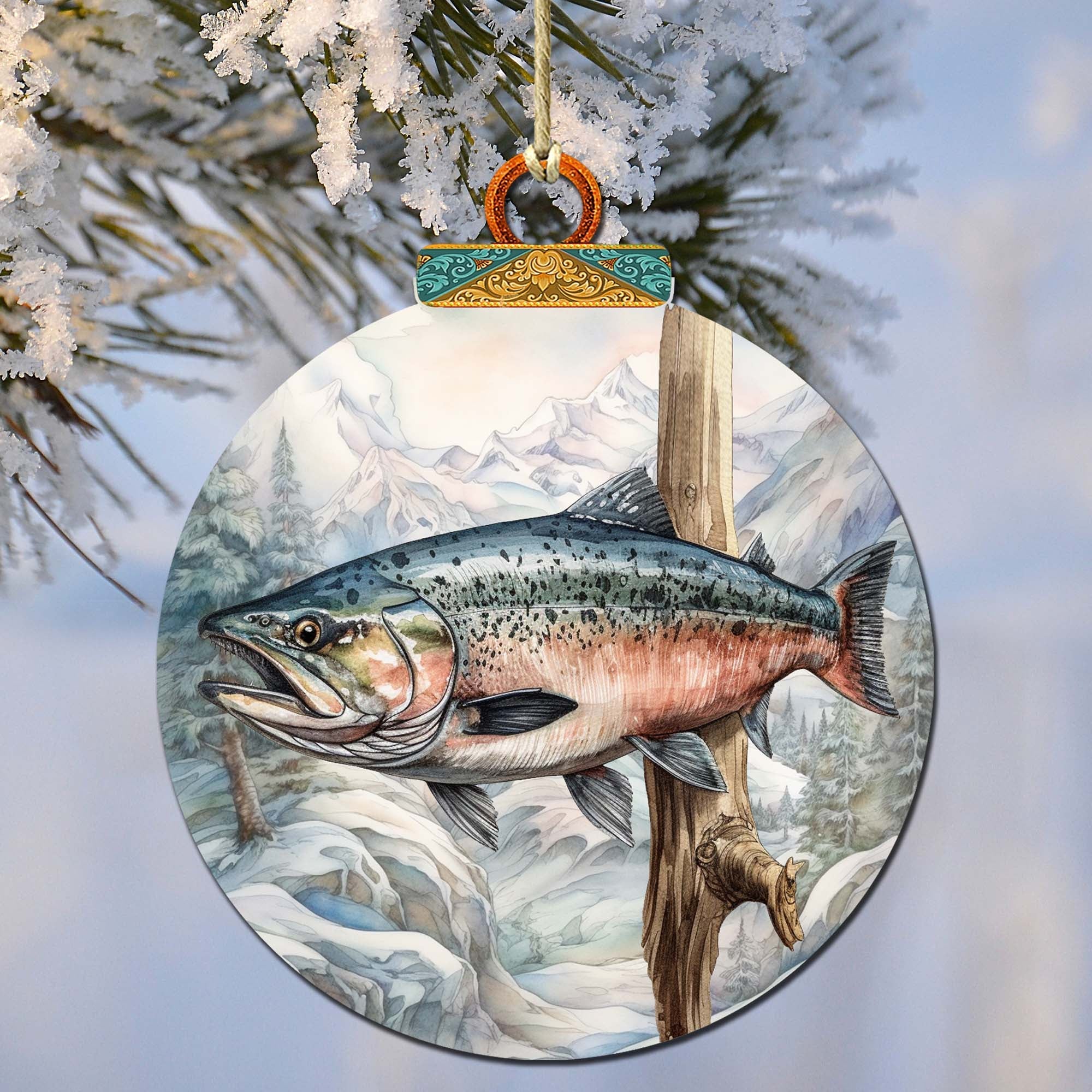 Alaskan Sockeye Wooden Ornaments by G.Debrekht - Wildlife Holiday Décor - 870046