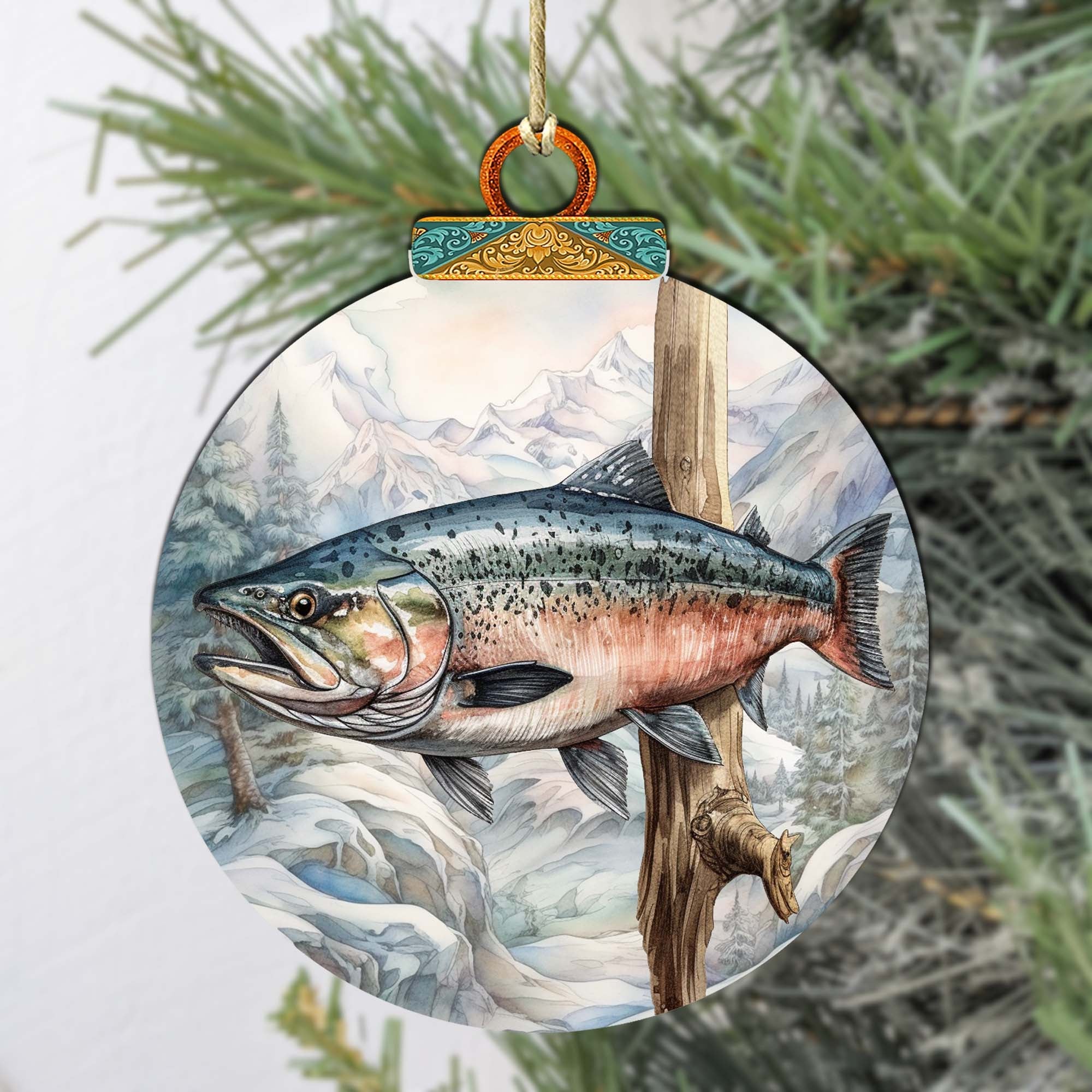 Alaskan Sockeye Wooden Ornaments by G.Debrekht - Wildlife Holiday Décor - 870046