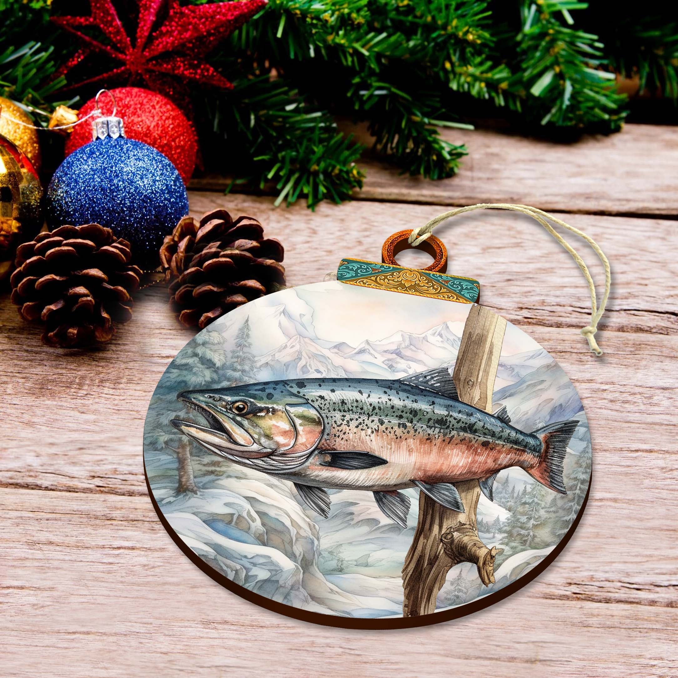 Alaskan Sockeye Wooden Ornaments by G.Debrekht - Wildlife Holiday Décor - 870046