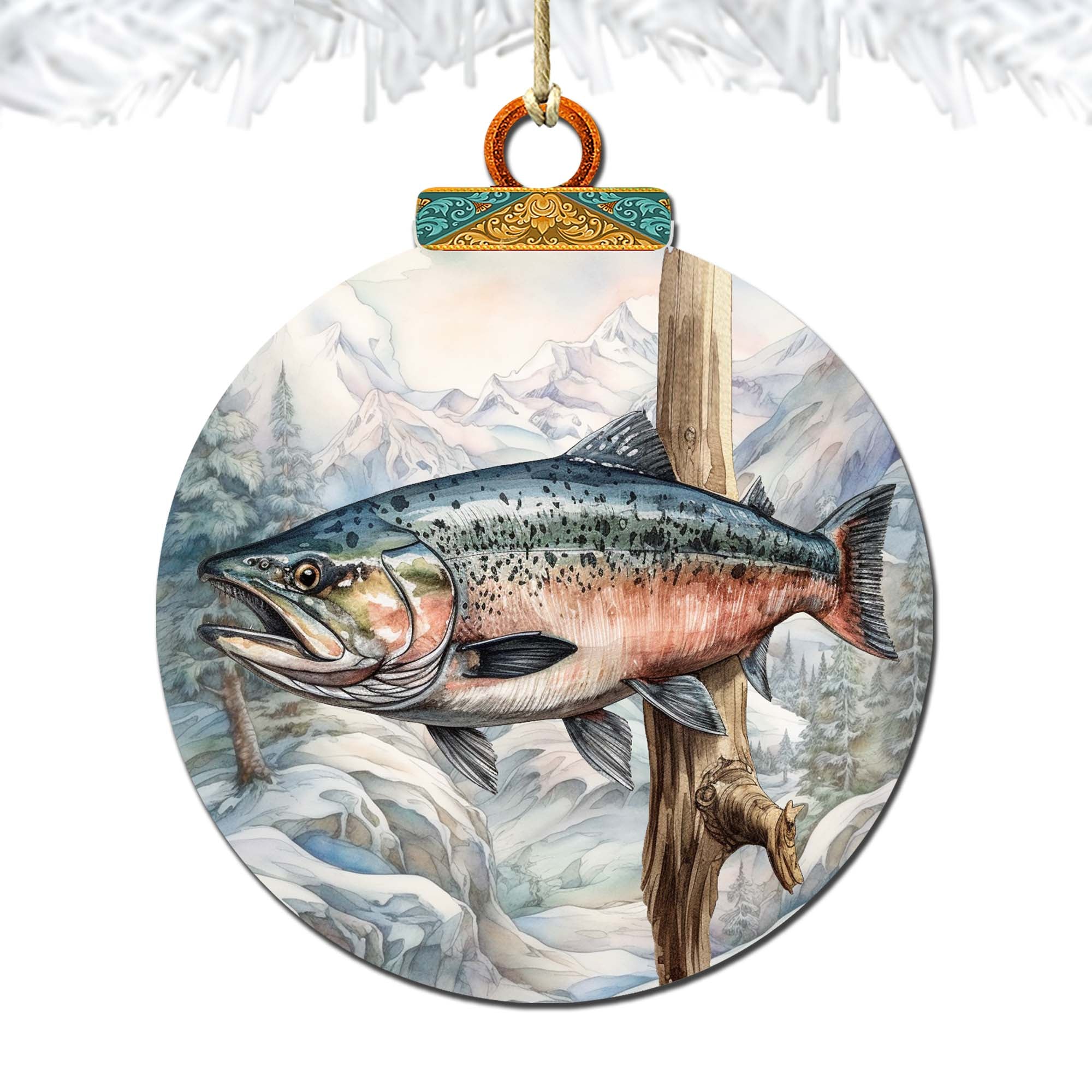 Alaskan Sockeye Wooden Ornaments by G.Debrekht - Wildlife Holiday Décor - 870046
