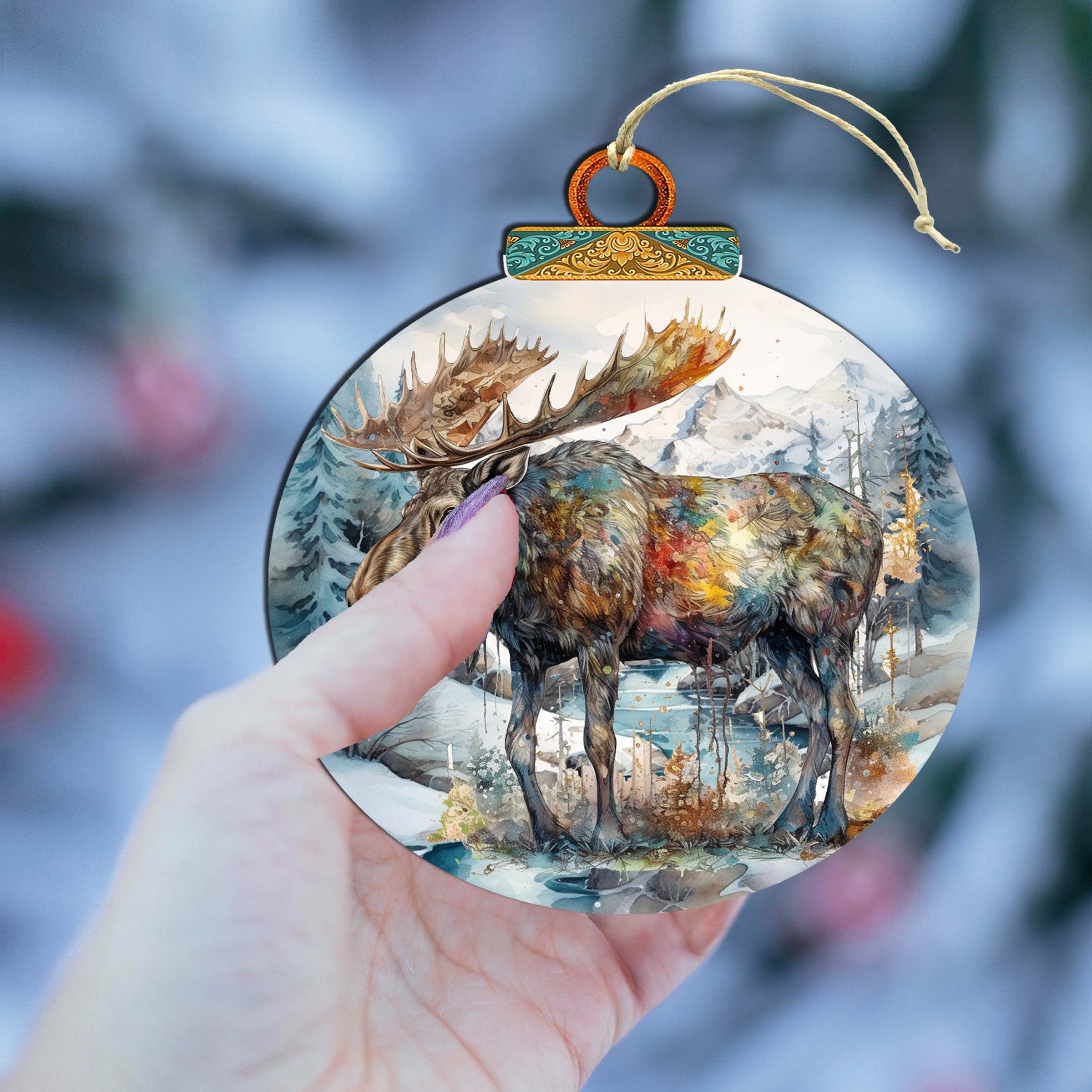 Alaskan Majestic Moose Wooden Ornaments by G.Debrekht - Wildlife Holiday Décor - 870053