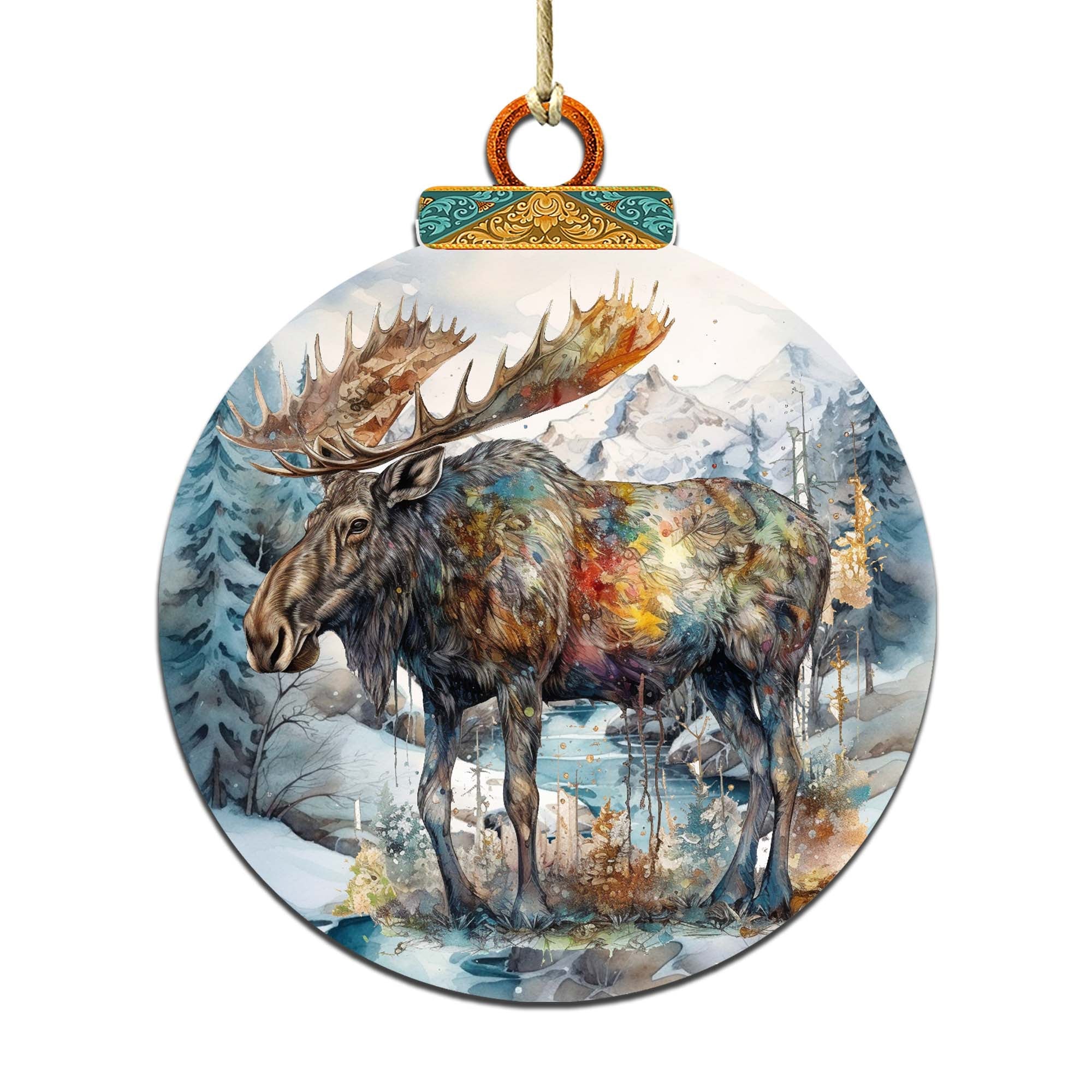 Alaskan Majestic Moose Wooden Ornaments by G.Debrekht - Wildlife Holiday Décor - 870053