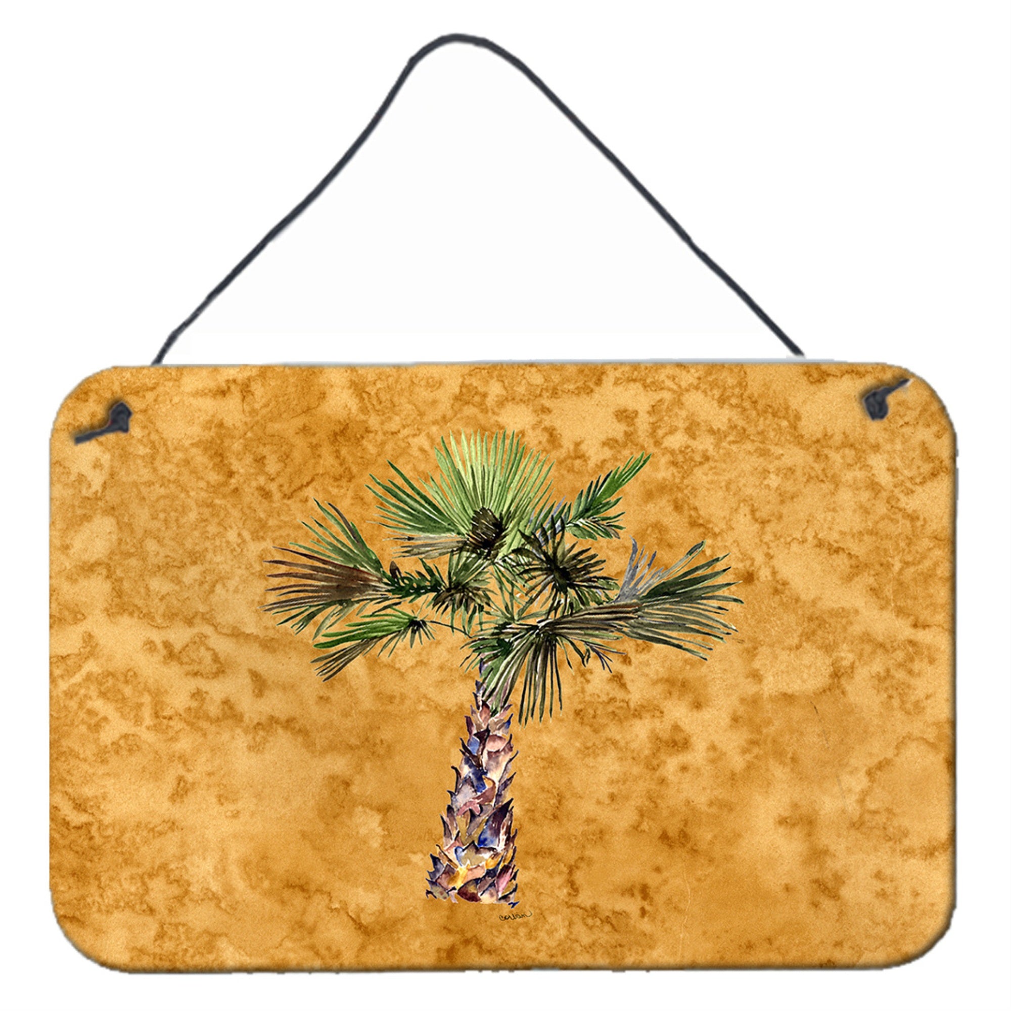 'Caroline'S Treasures 8706Ds812 Palm Tree On Gold Wall Or Door Hanging Prints, 8 X 12'''', Multicolor''