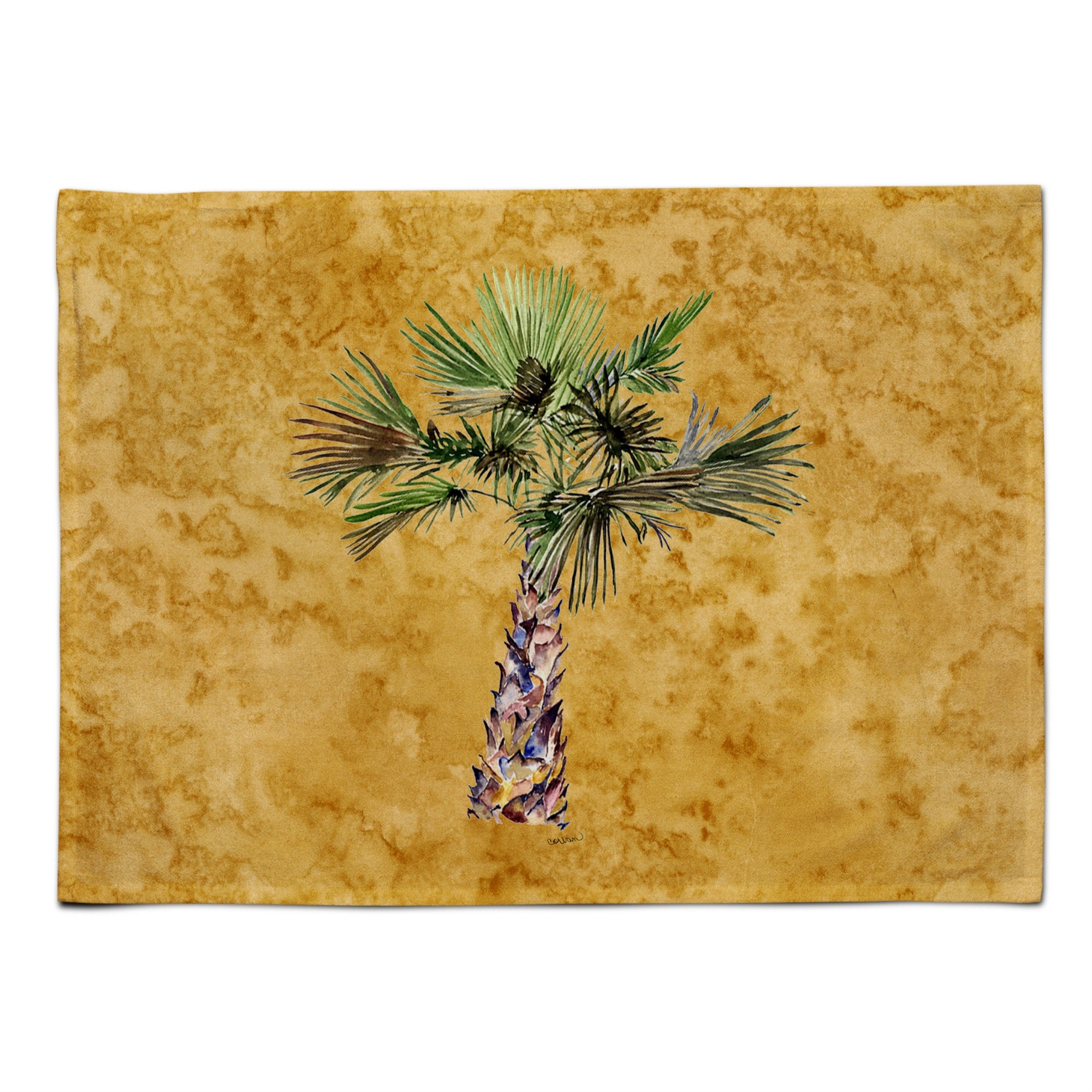 'Caroline'S Treasures 8706Plmt Palm Tree On Gold Fabric Placemat, Multicolor''