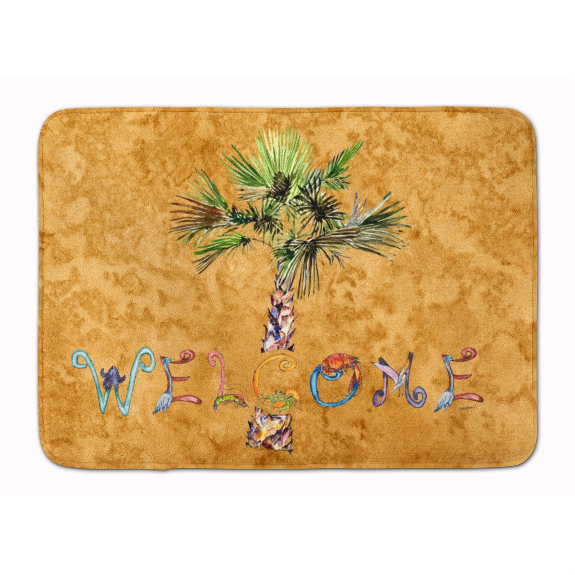 'Caroline'S Treasures Welcome Palm Tree On Gold Floor Mat, 19'''' X 27'''', Multicolor''