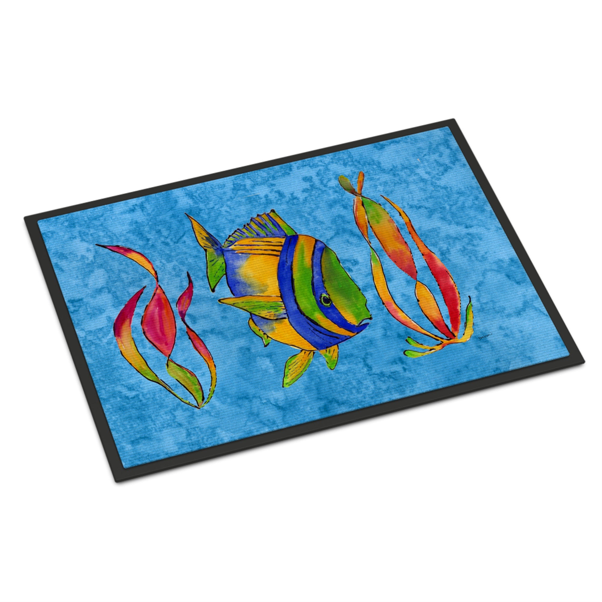 'Caroline'S Treasures 8713Mat Tropical Fish And Seaweed On Blue Indoor Or Outdoor Mat, 18 X 27'''', Multicolor''