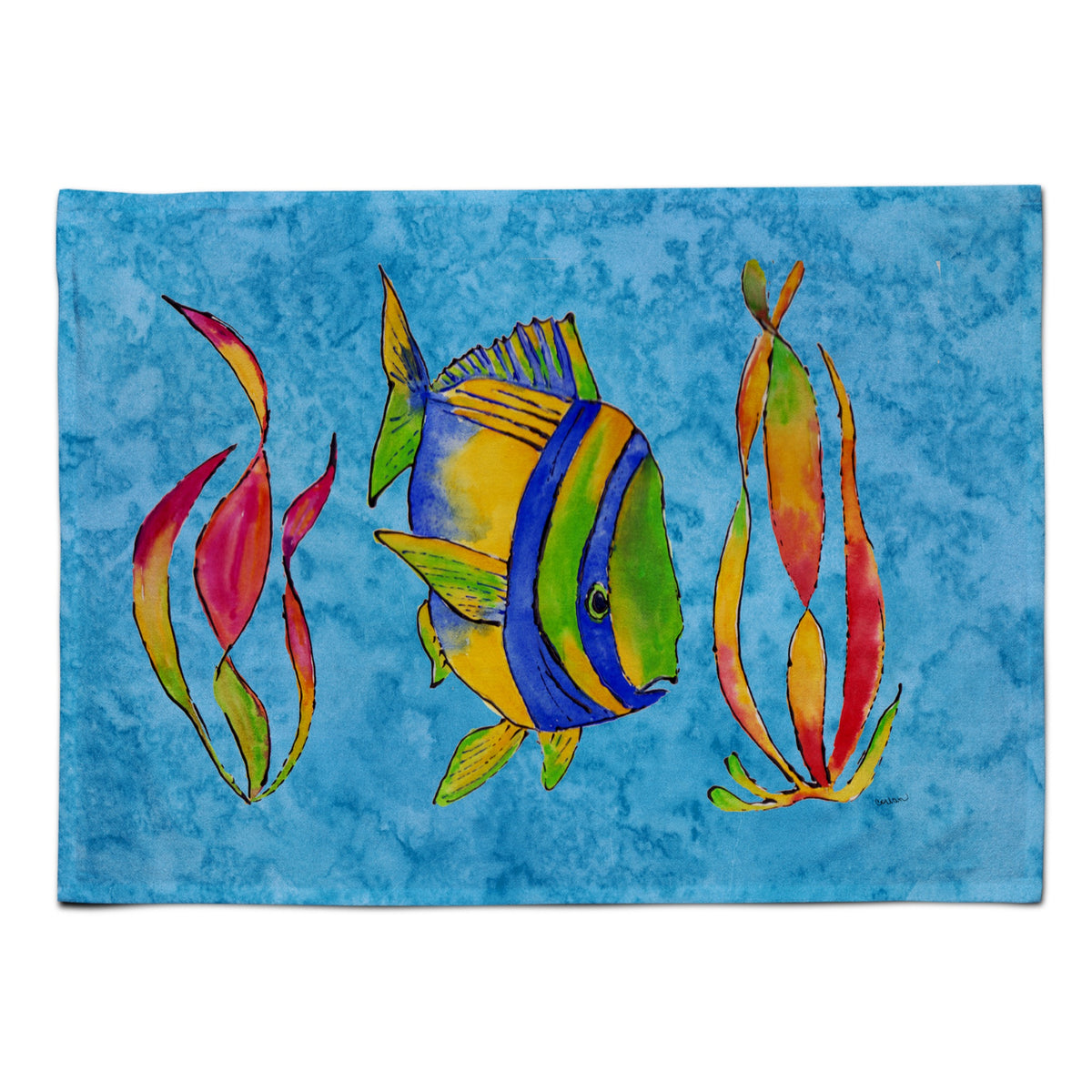 'Caroline'S Treasures 8713Plmt Tropical Fish And Seaweed On Blue Fabric Placemat, Multicolor''