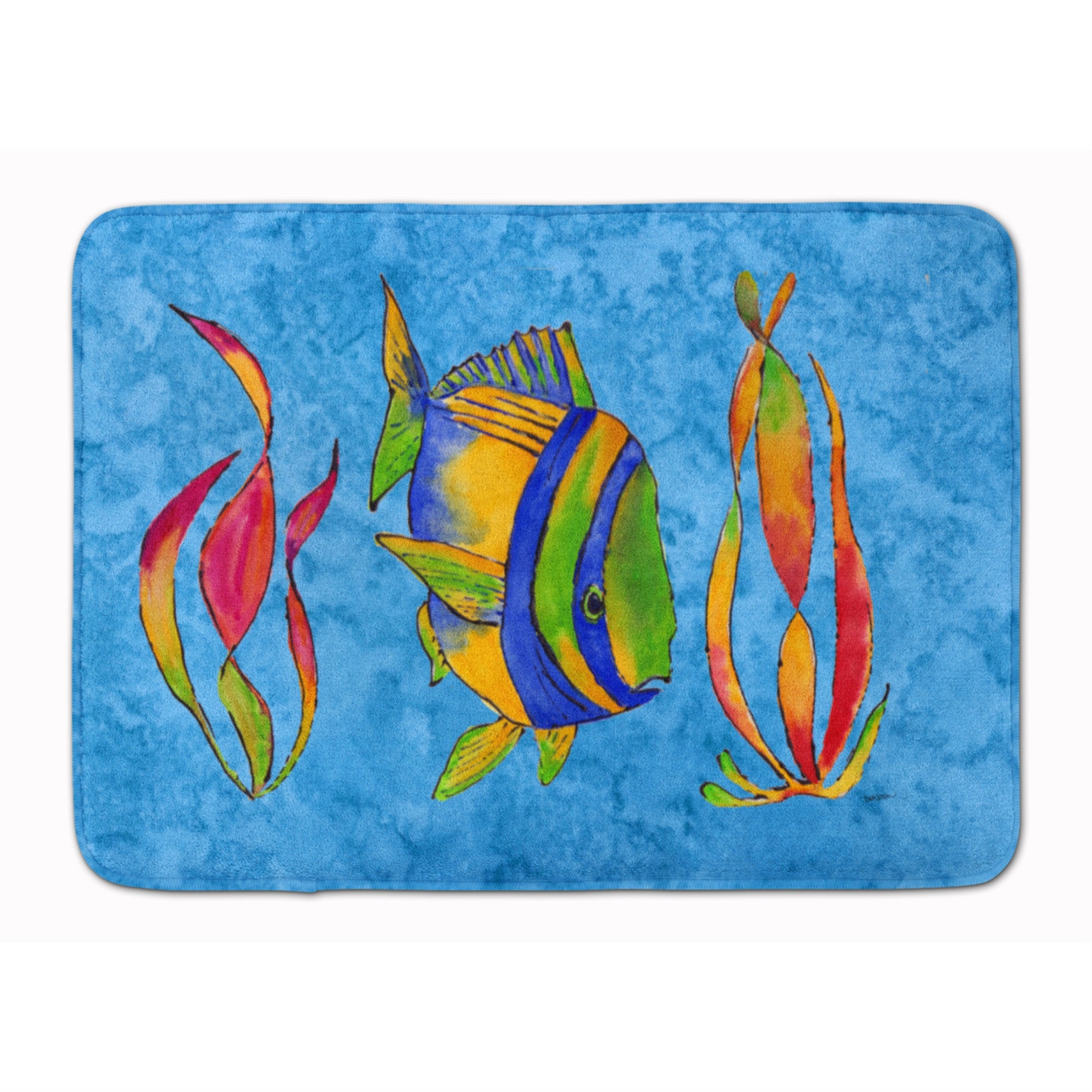 'Caroline'S Treasures Troical Fish And Seaweed On Blue Floor Mat, 19'''' X 27'''', Multicolor''