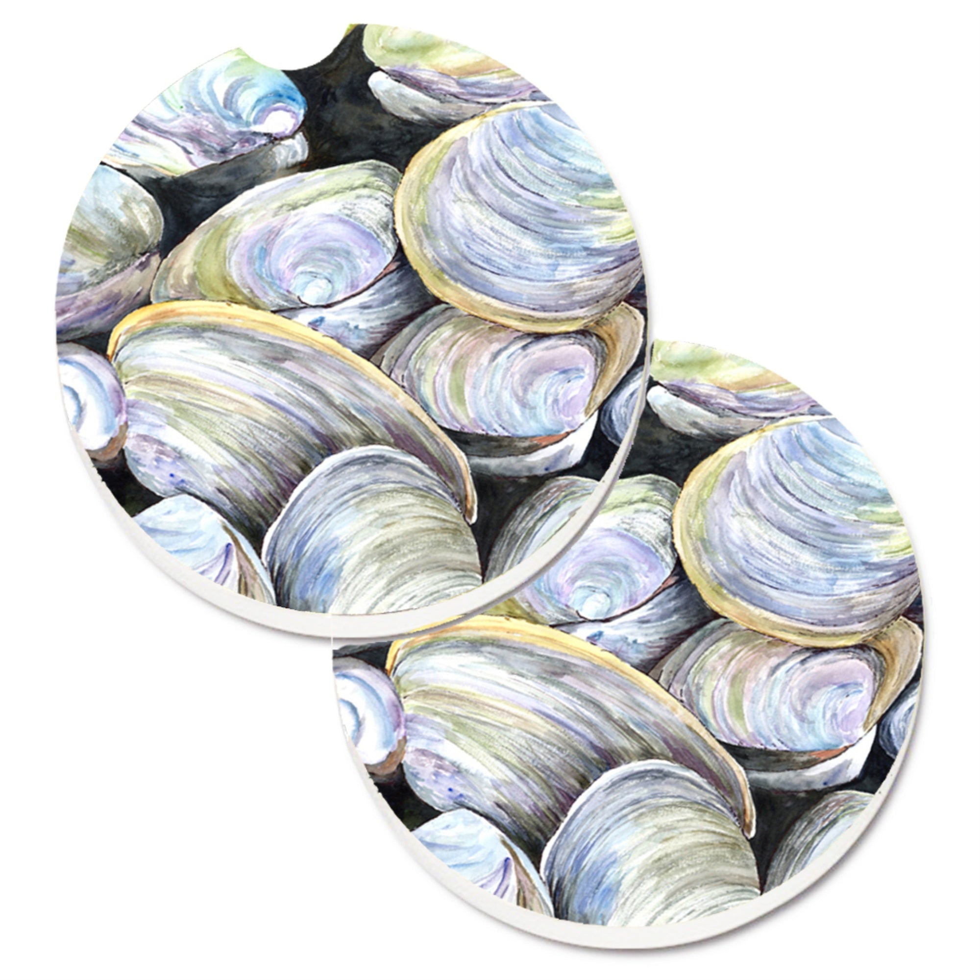 'Caroline'S Treasures Clam Quahog Set Of 2 Cup Holder Car Coasters 8714Carc, 2.56, Multicolor''