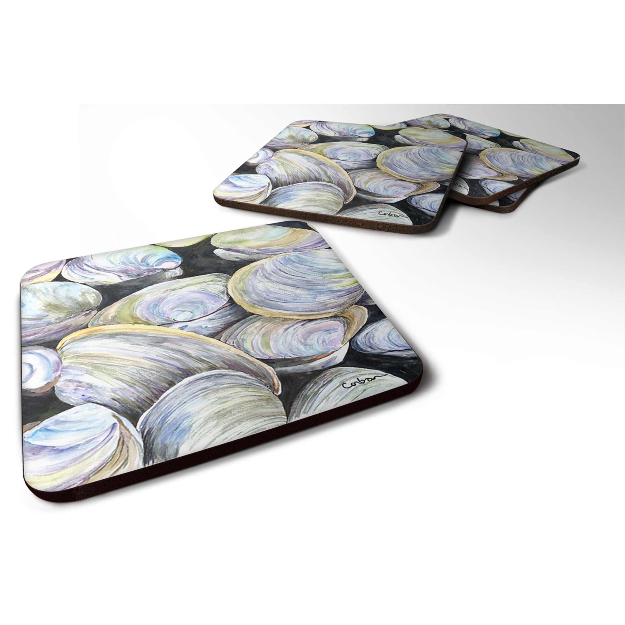 'Caroline'S Treasures 8714Fc Clam Quahog Foam Coasters (Set Of 4), 3.5'''' H X 3.5'''' W, Multicolor''