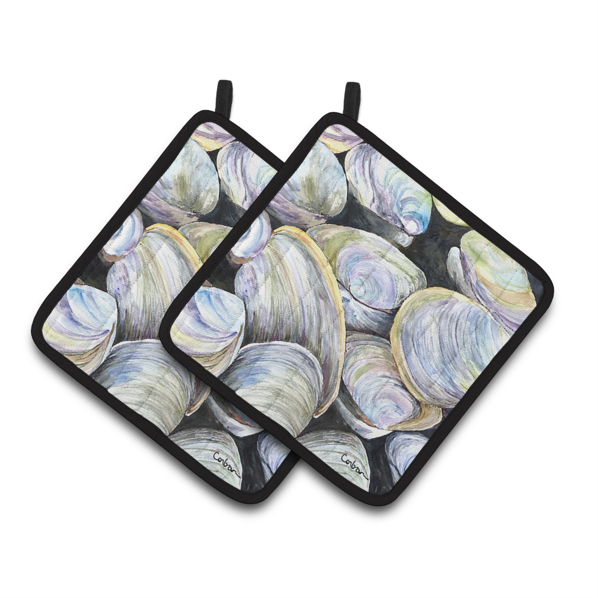 'Caroline'S Treasures Clam Quahog Pair Of Pot Holders 8714Pthd, 7.5Hx7.5W, Multicolor''