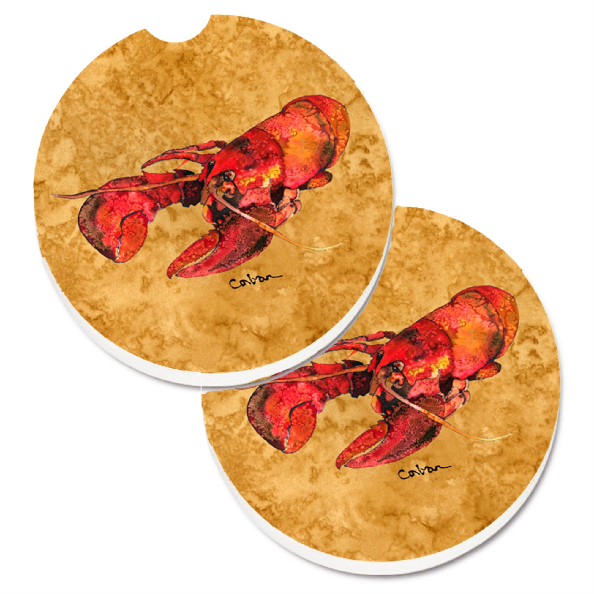 'Caroline'S Treasures Lobster Set Of 2 Cup Holder Car Coasters 8715Carc, 2.56, Multicolor''