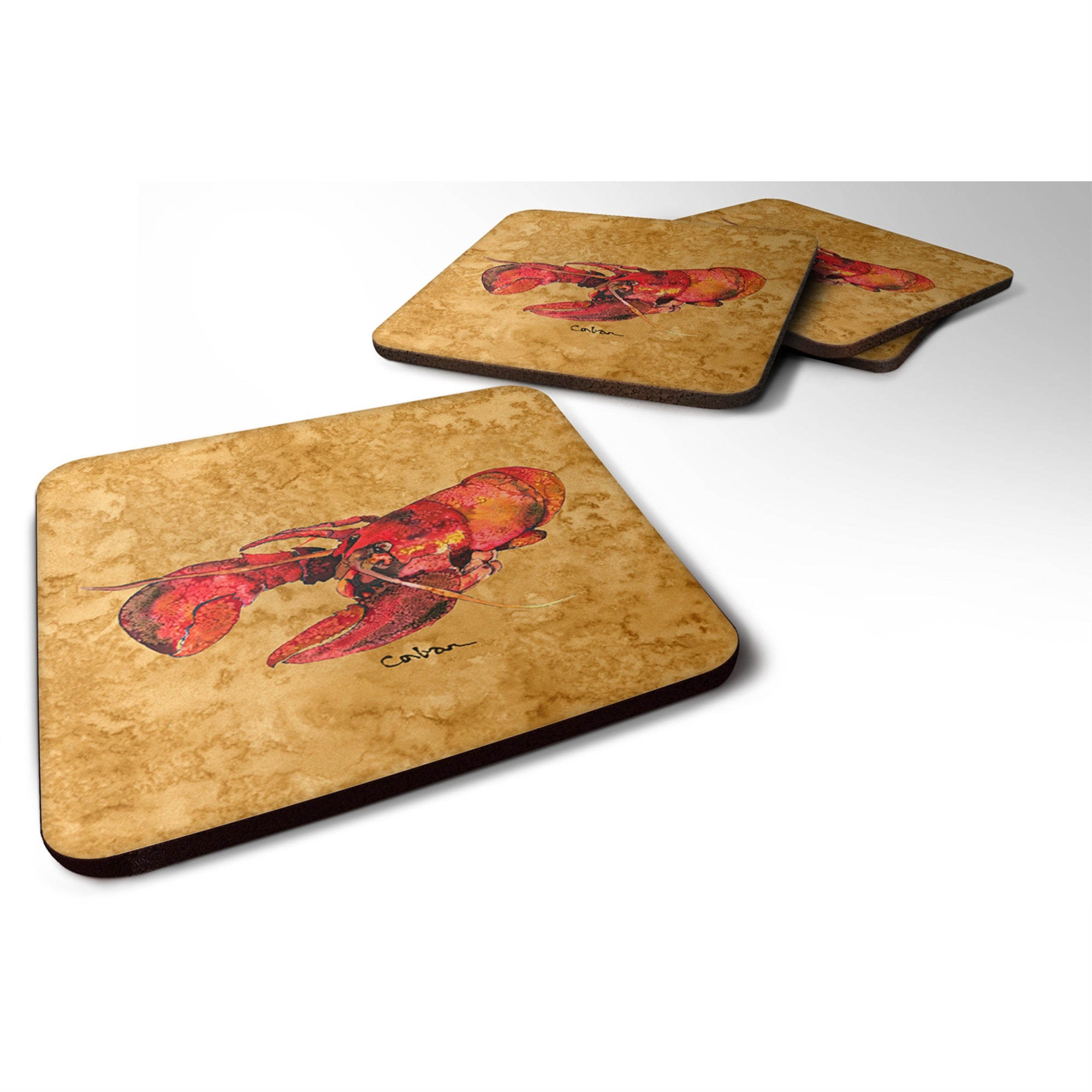 'Caroline'S Treasures 8715Fc Lobster Foam Coasters (Set Of 4), 3.5'''' H X 3.5'''' W, Multicolor''