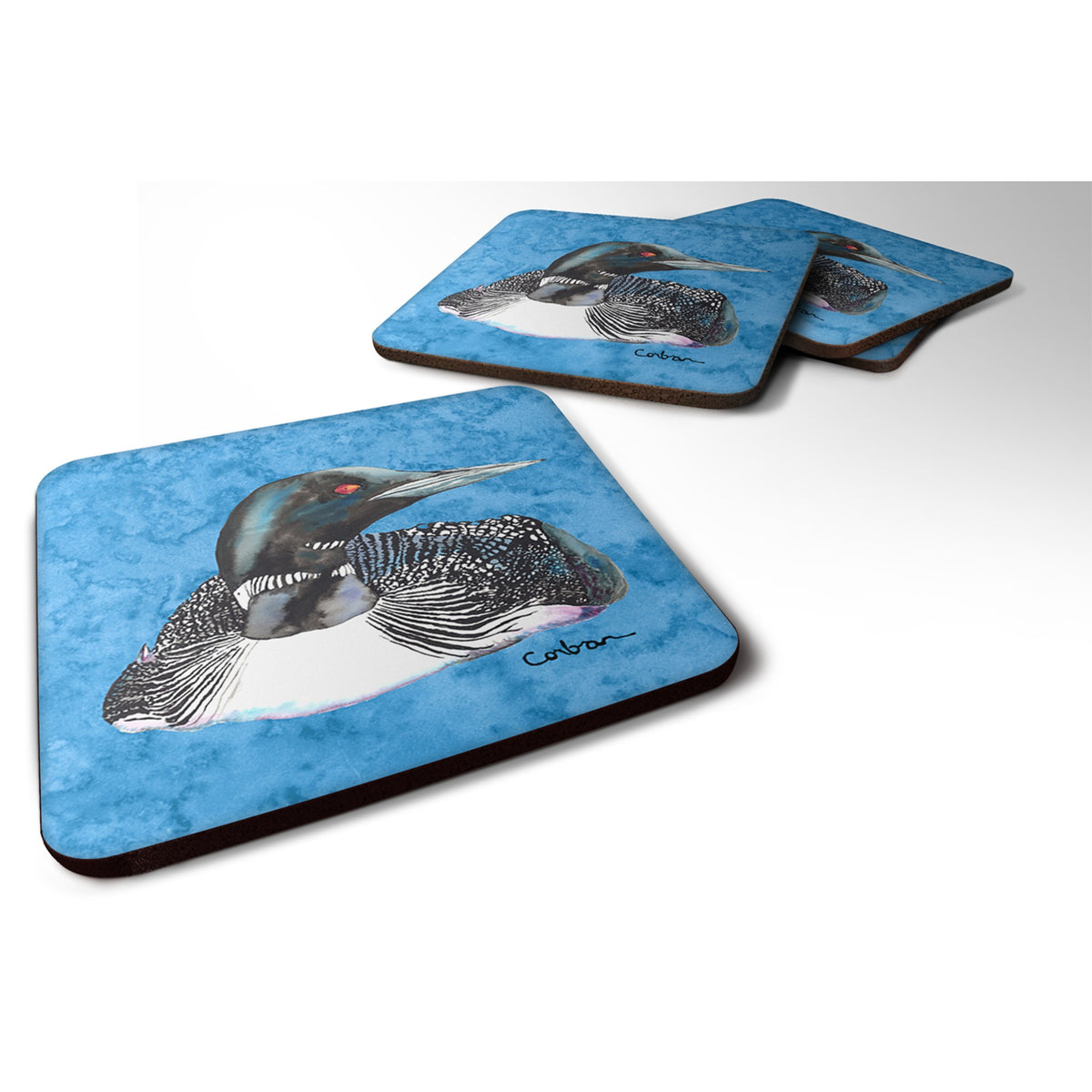 'Caroline'S Treasures 8717Fc Loon Foam Coasters (Set Of 4), 3.5'''' H X 3.5'''' W, Multicolor''