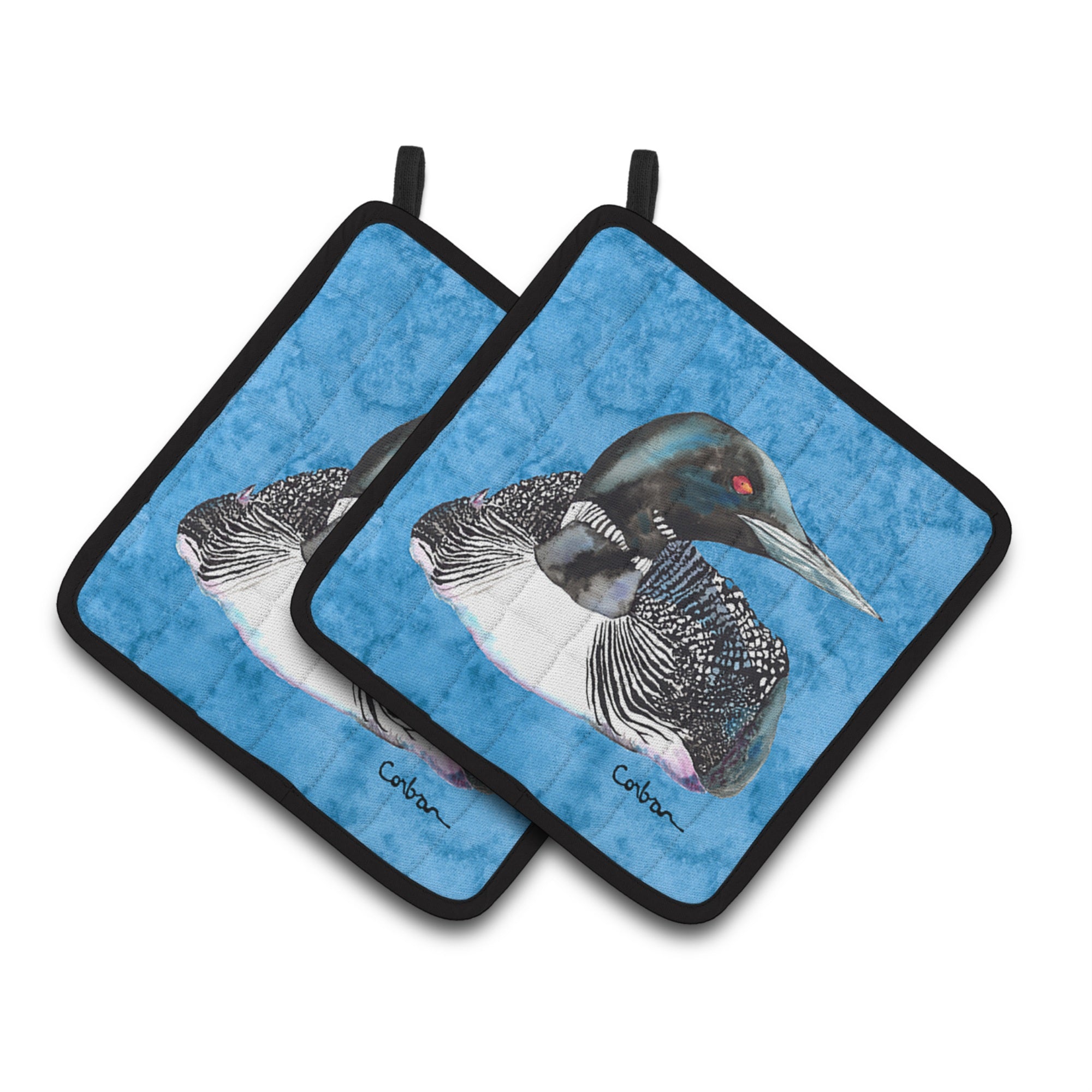 'Caroline'S Treasures Loon Pair Of Pot Holders 8717Pthd, 7.5Hx7.5W, Multicolor''