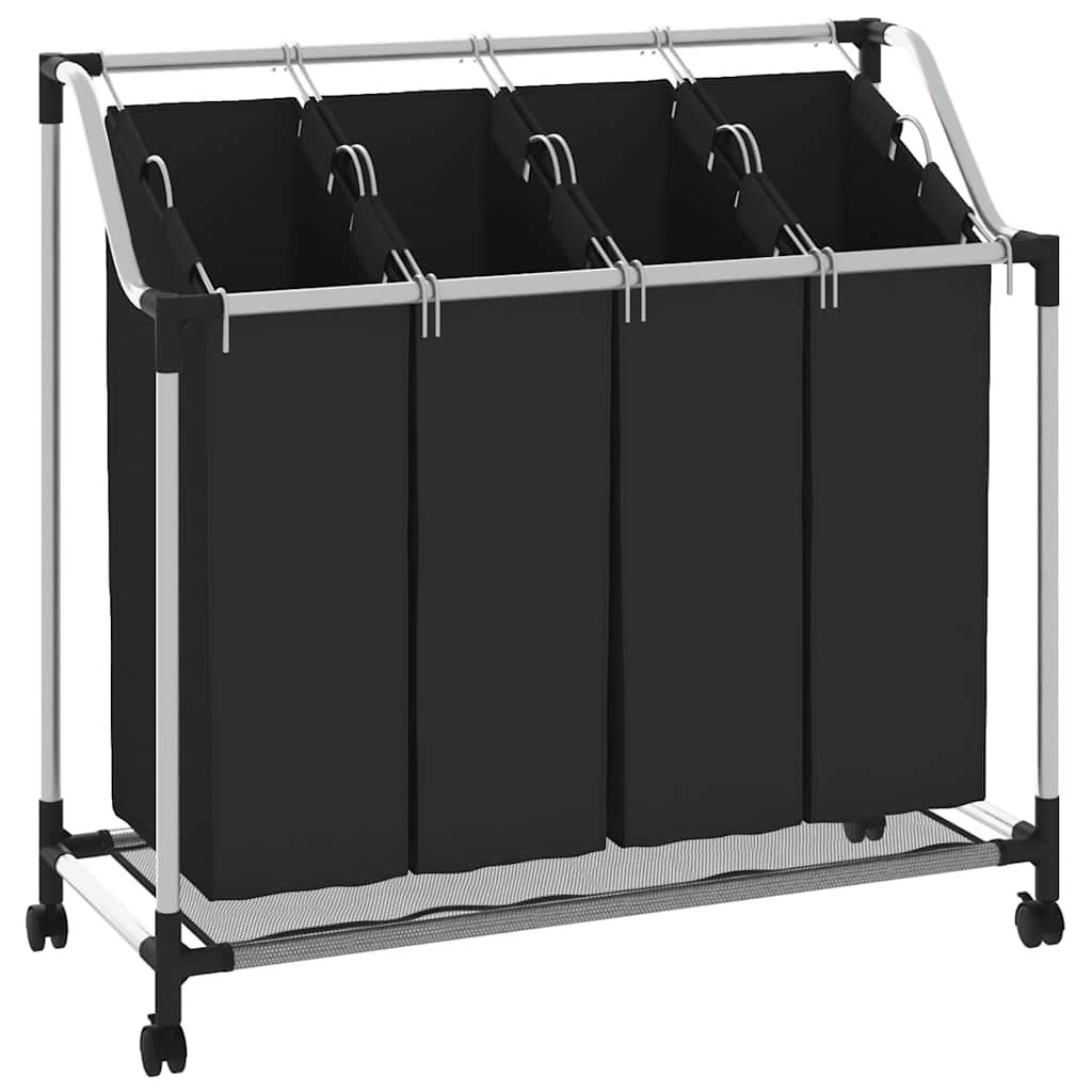Laundry Sorter with 4 Bags Black Gray