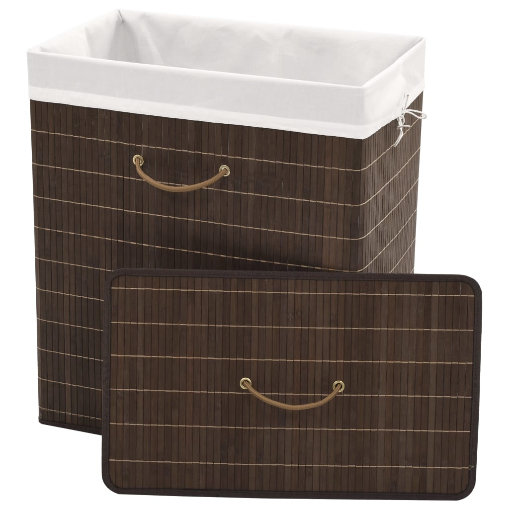 Vidaxl Bamboo Laundry Bin Rectangular Dark Brown