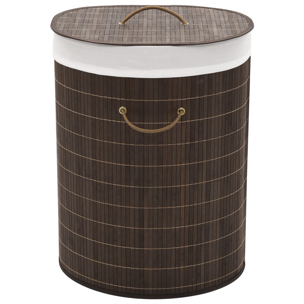 Vidaxl Bamboo Laundry Bin Oval Dark Brown