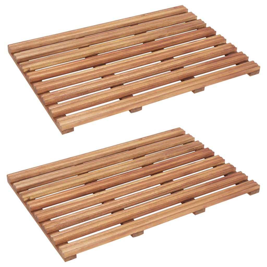 Vidaxl Bath Mats 2 Pcs Solid Acacia Wood 22''X14.6''