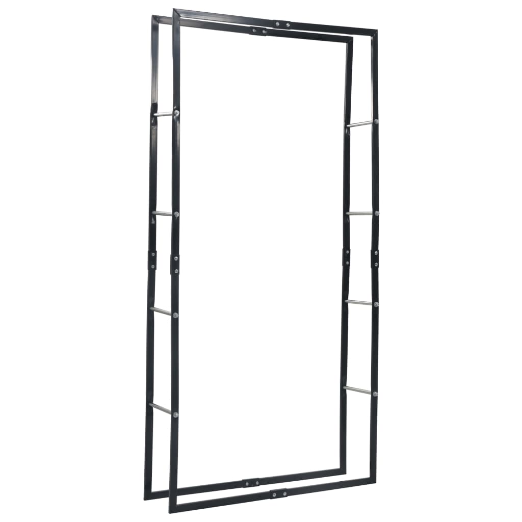vidaXL Firewood Rack Black 39.4''x9.8''x78.7'' Steel